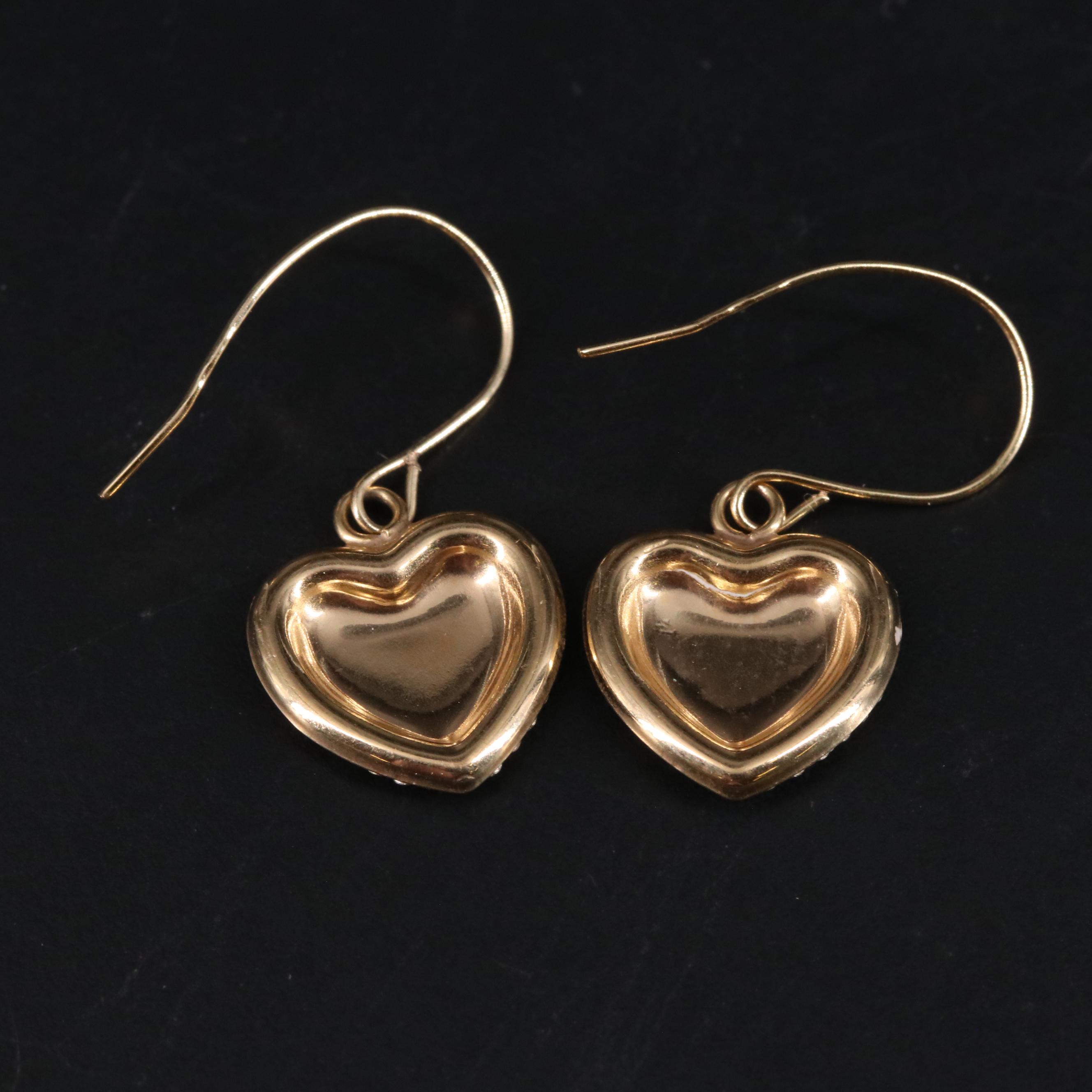 14K Heart Shape Dangle Earrings