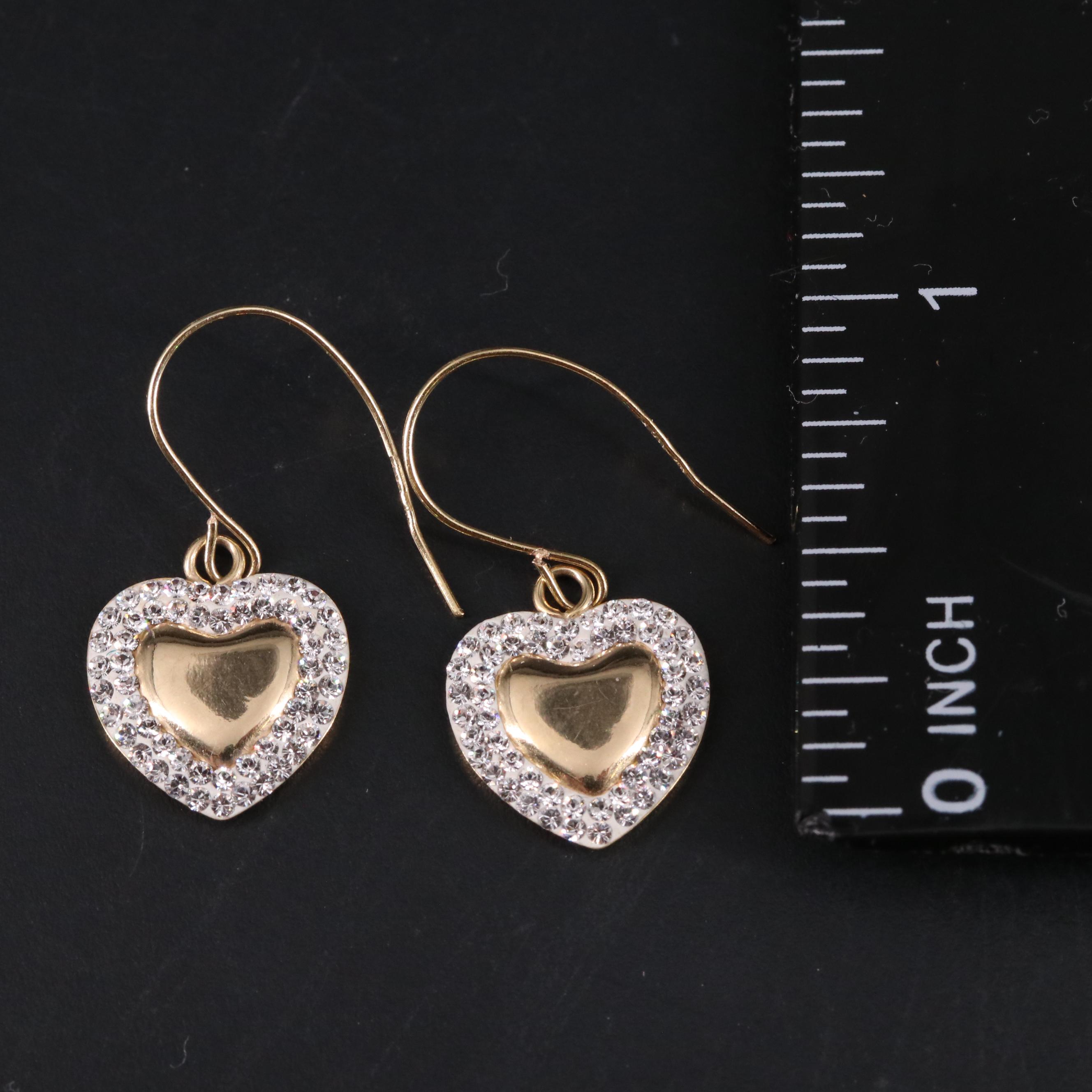 14K Heart Shape Dangle Earrings