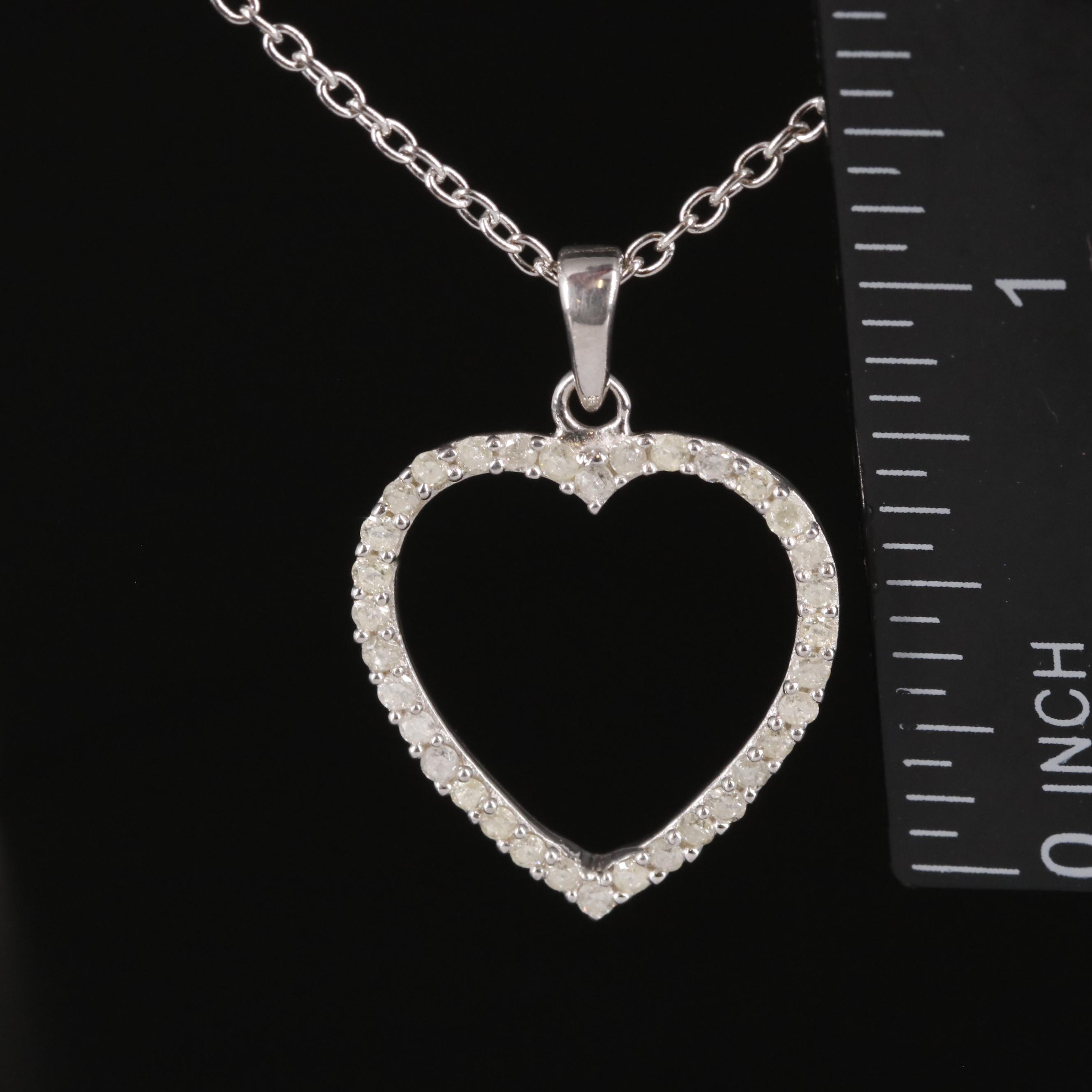 Sterling Diamond Heart Pendant Necklace