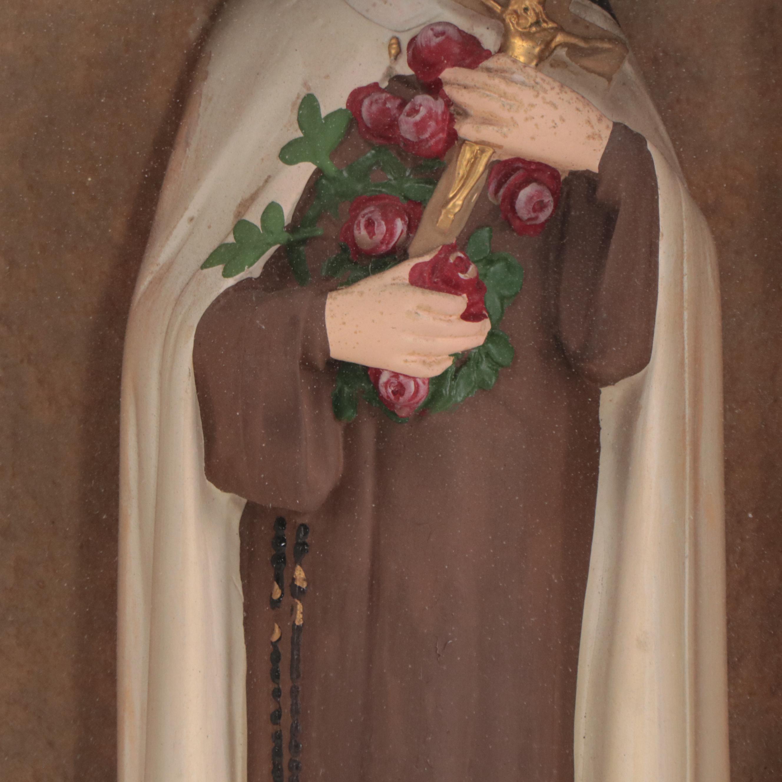 Saint Therese of the Child Jesus Figurine in Illuminated Case, Mid-20th Century