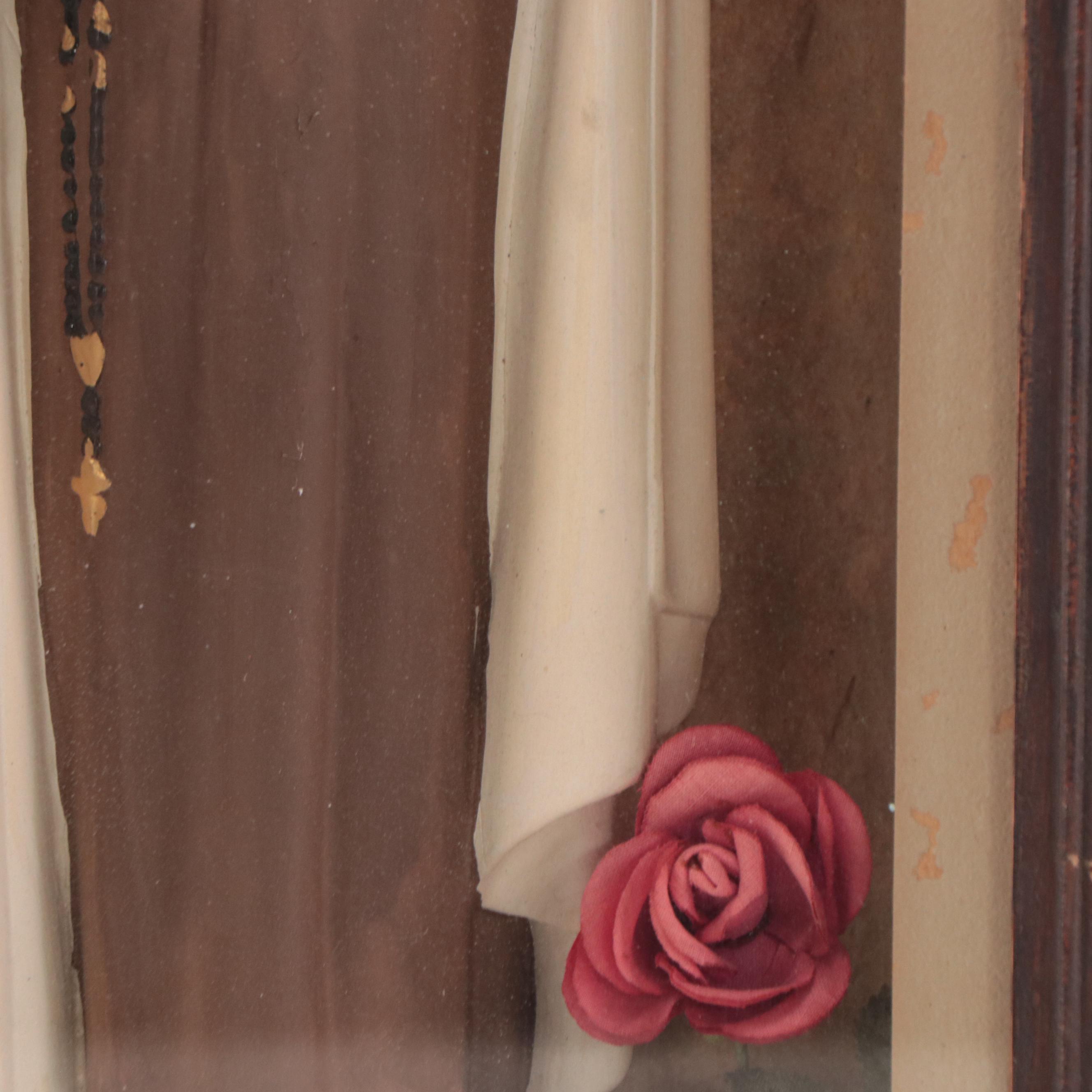 Saint Therese of the Child Jesus Figurine in Illuminated Case, Mid-20th Century