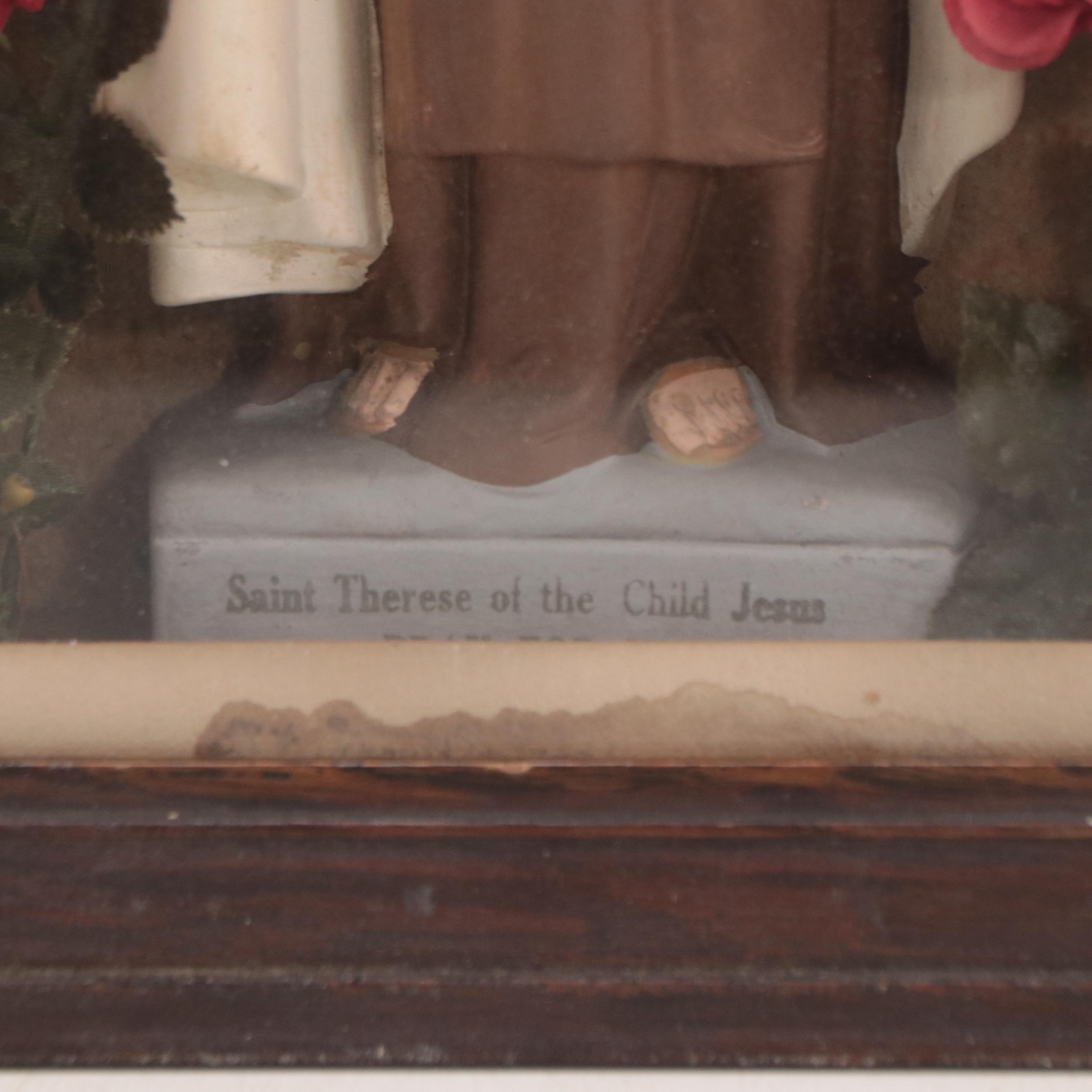 Saint Therese of the Child Jesus Figurine in Illuminated Case, Mid-20th Century