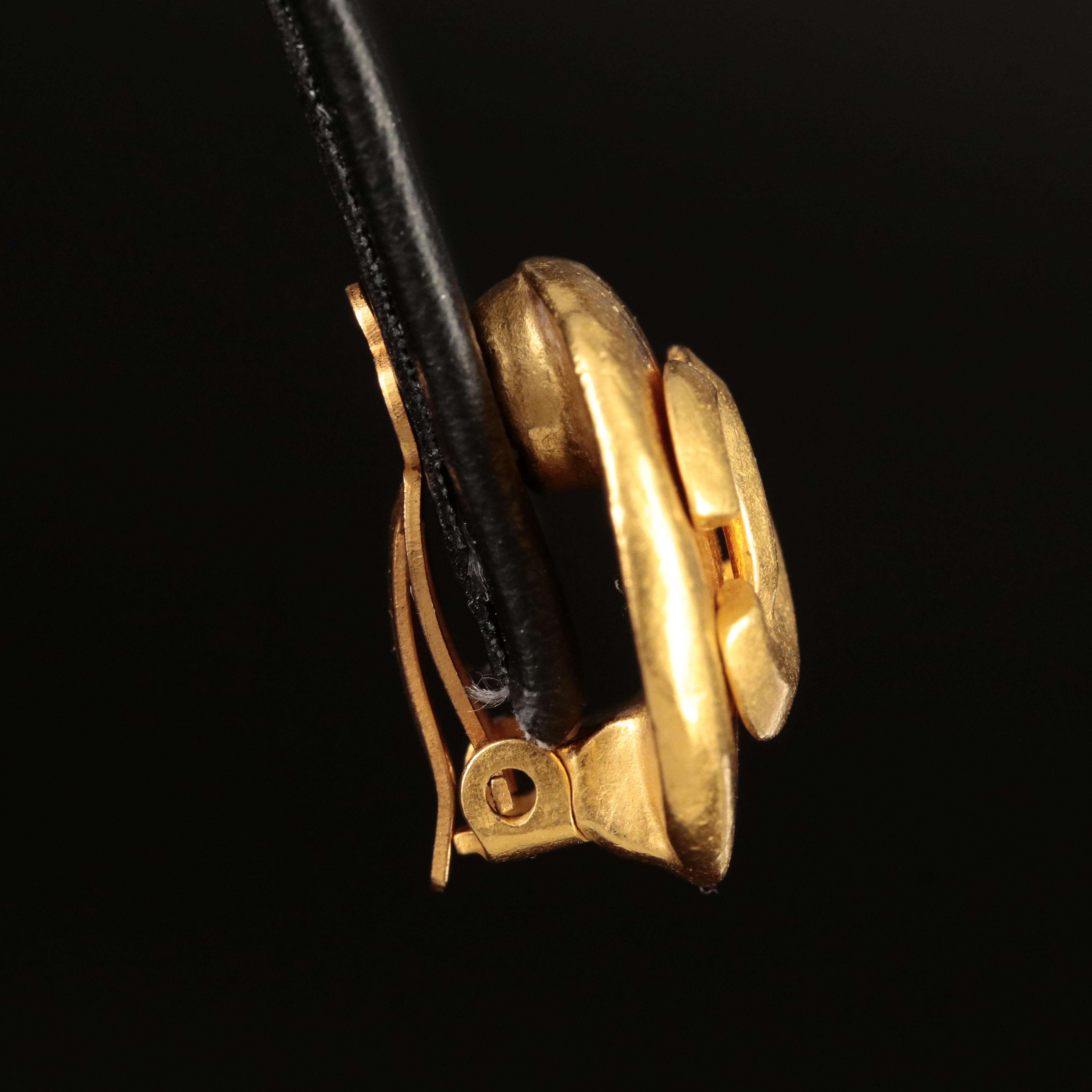 Chanel CC Logo Button Earrings