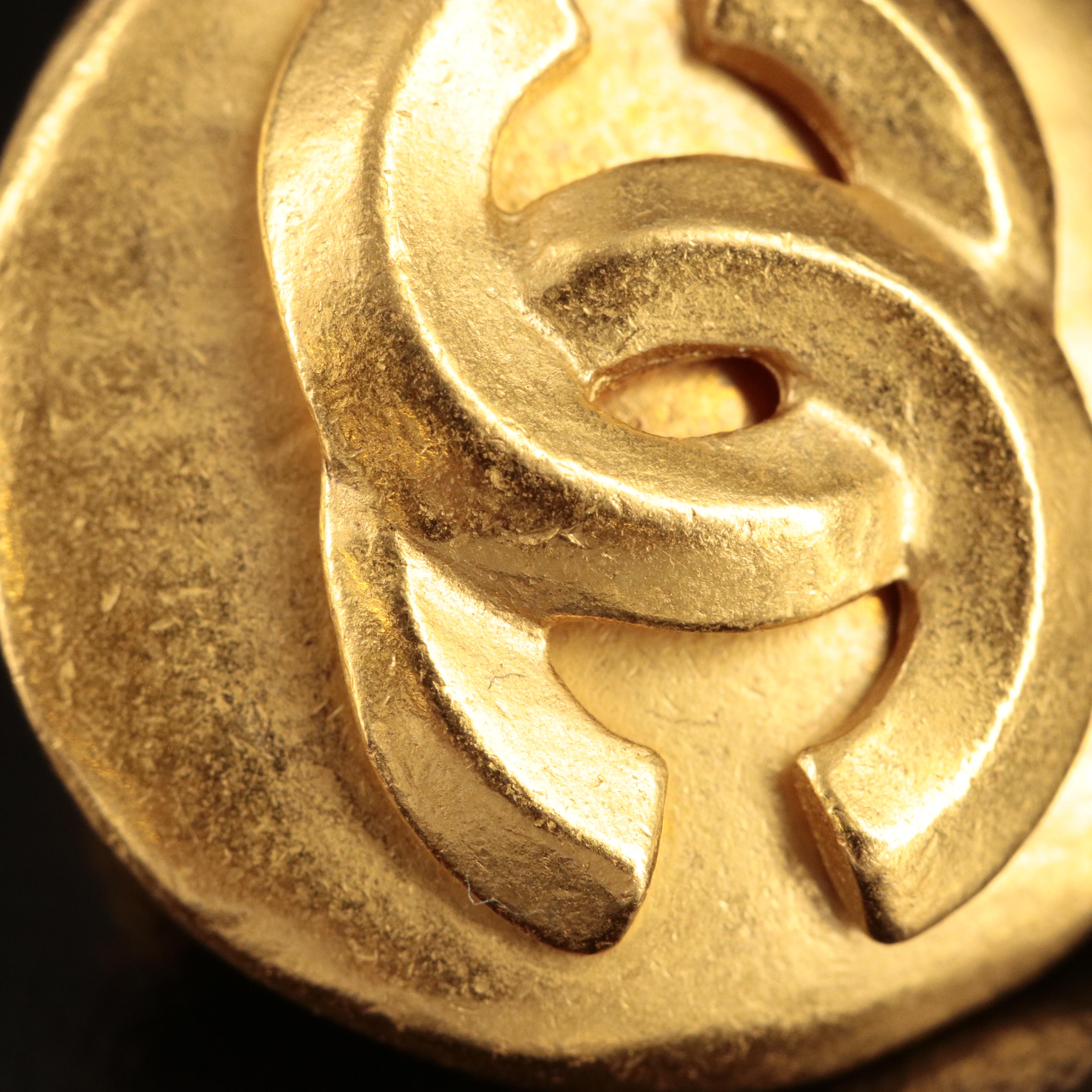 Chanel CC Logo Button Earrings