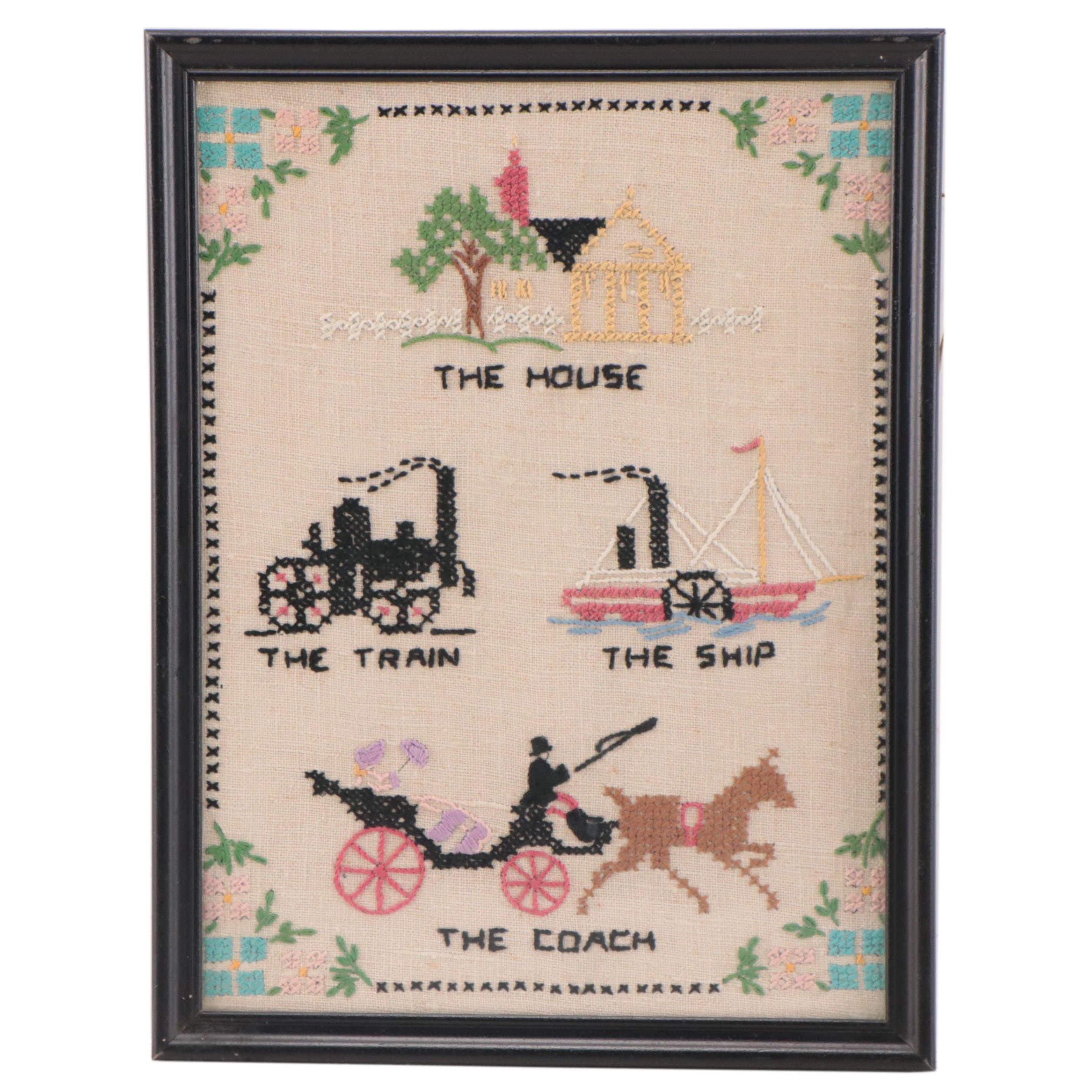 Cross-Stitch Embroidery Decorative Textile Sampler