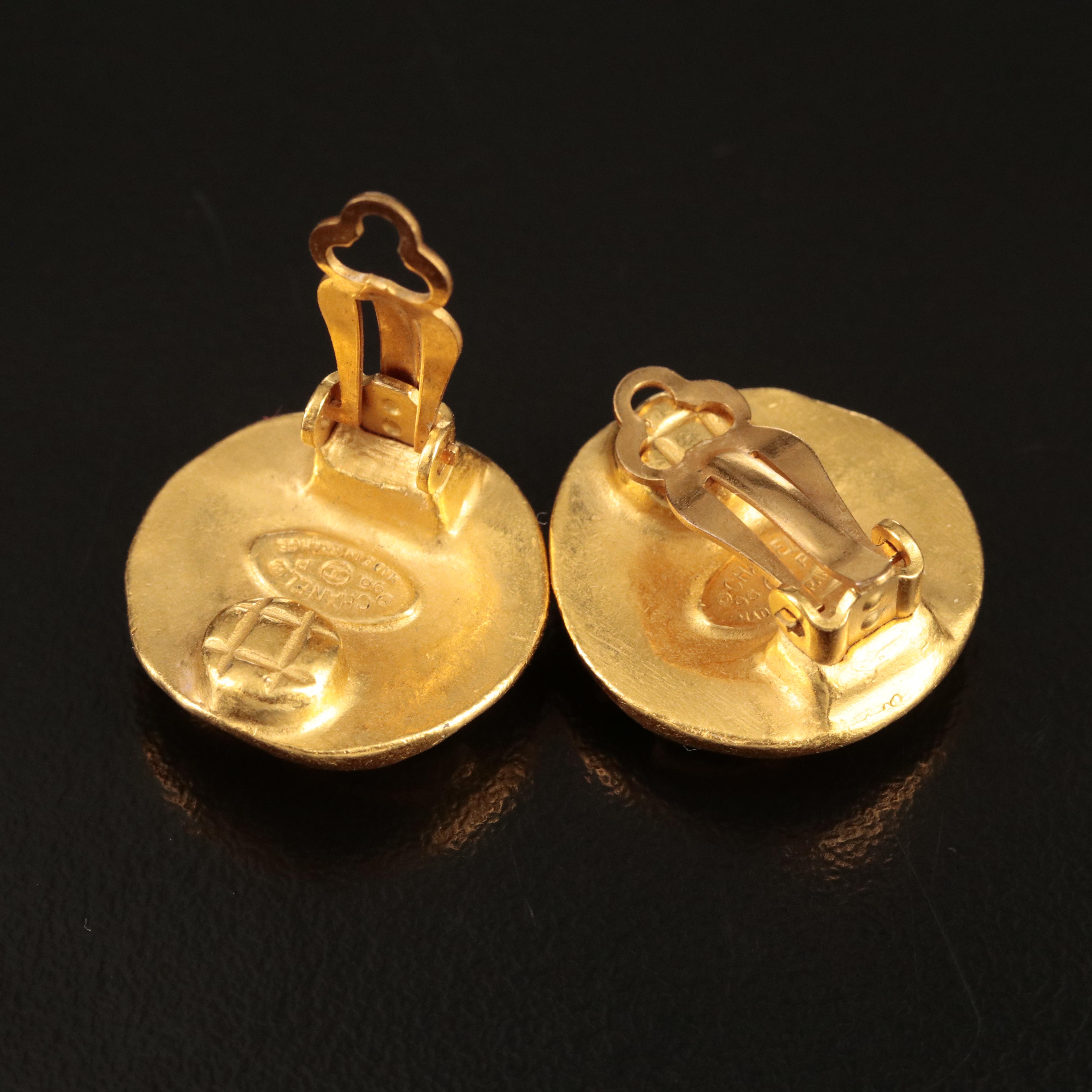 Chanel CC Logo Button Earrings