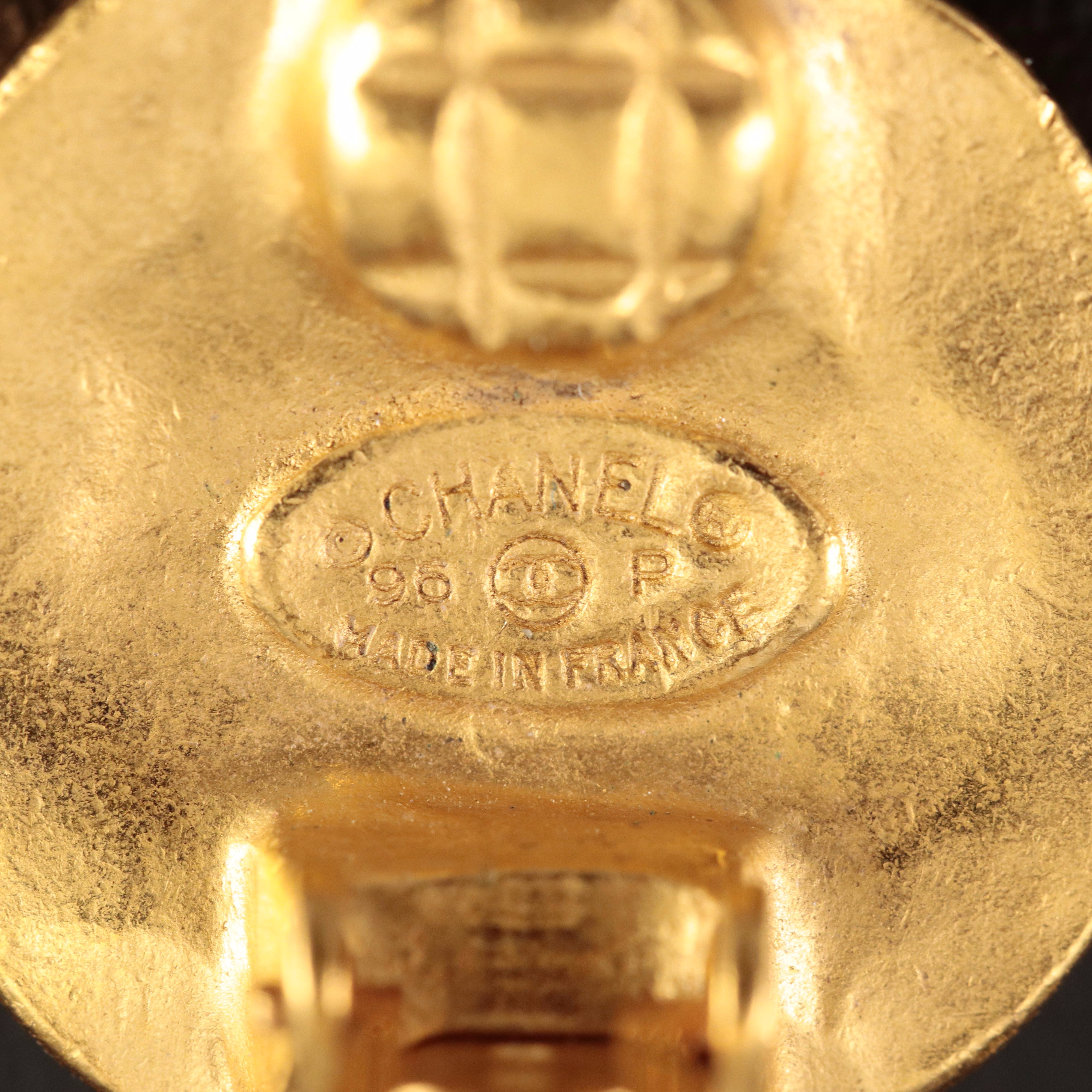 Chanel CC Logo Button Earrings