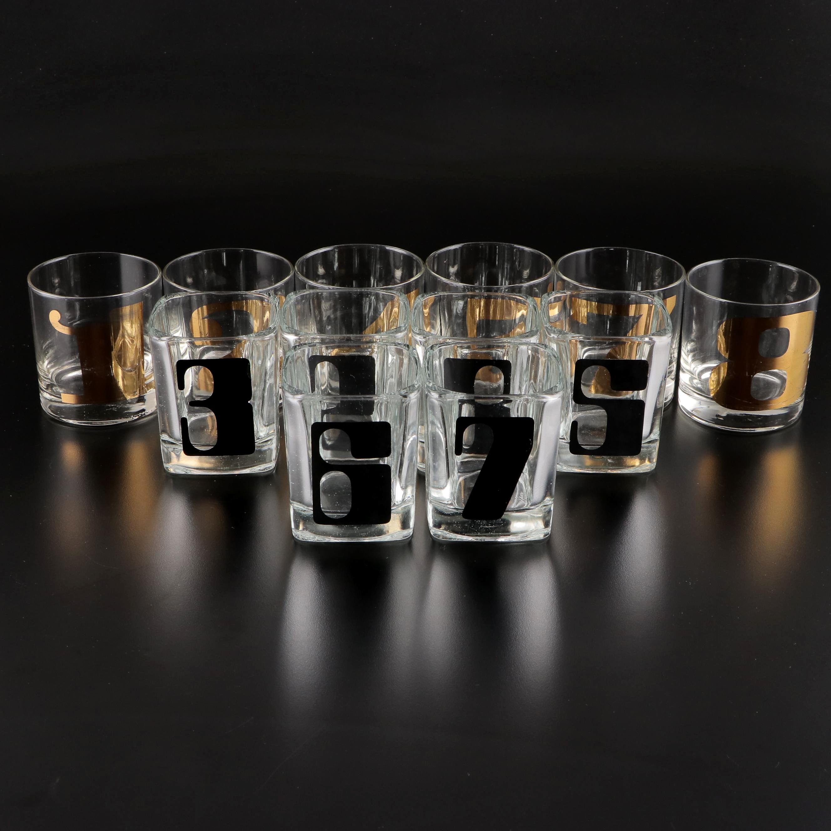 Mod Style Numbered Old Fashioned Glasses