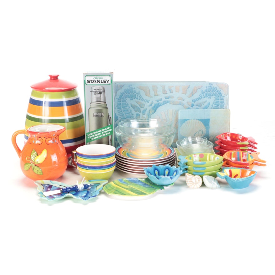 Pier 1 Imports Dishes with Stanley Thermos and Other Tableware