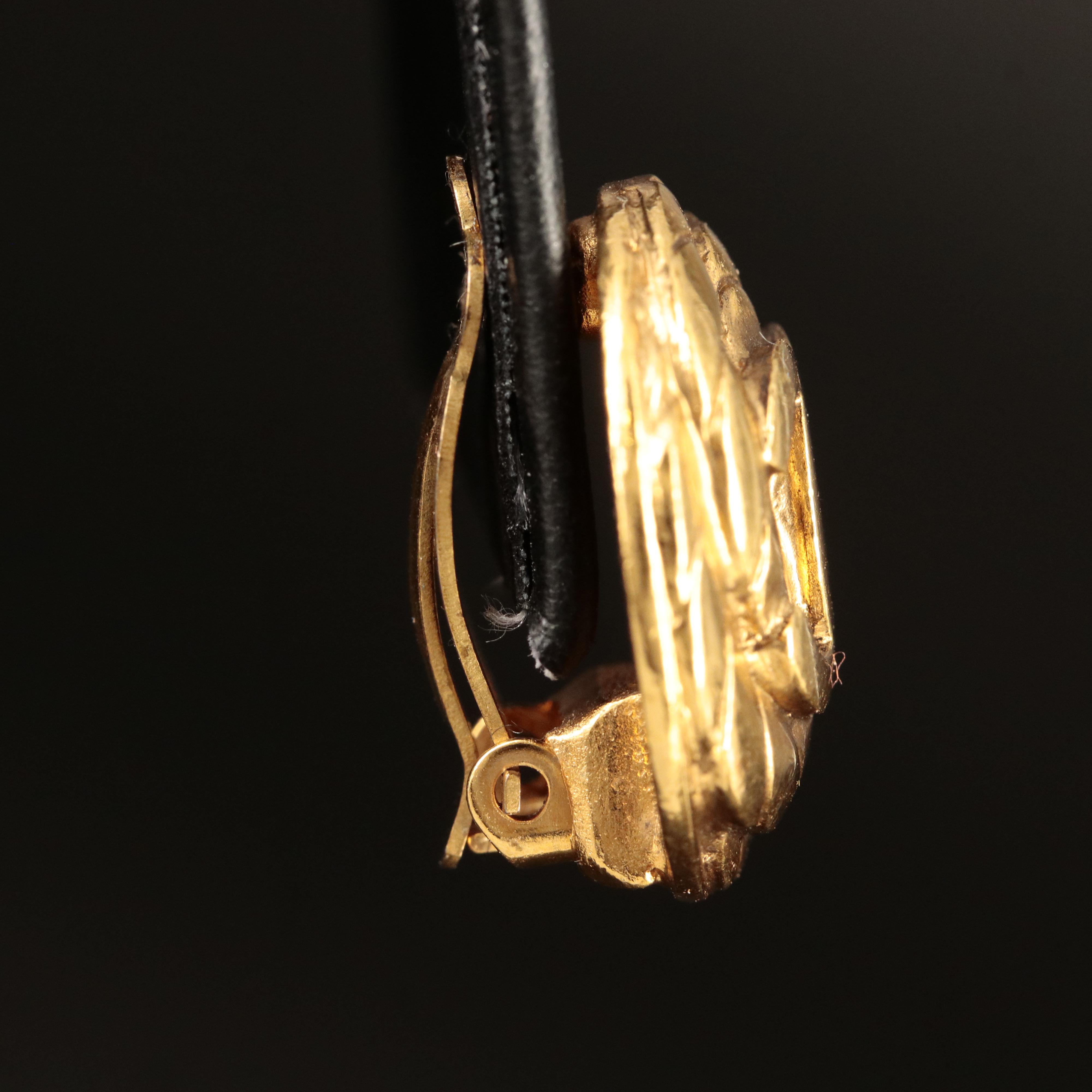 Chanel CC Logo Button Earrings