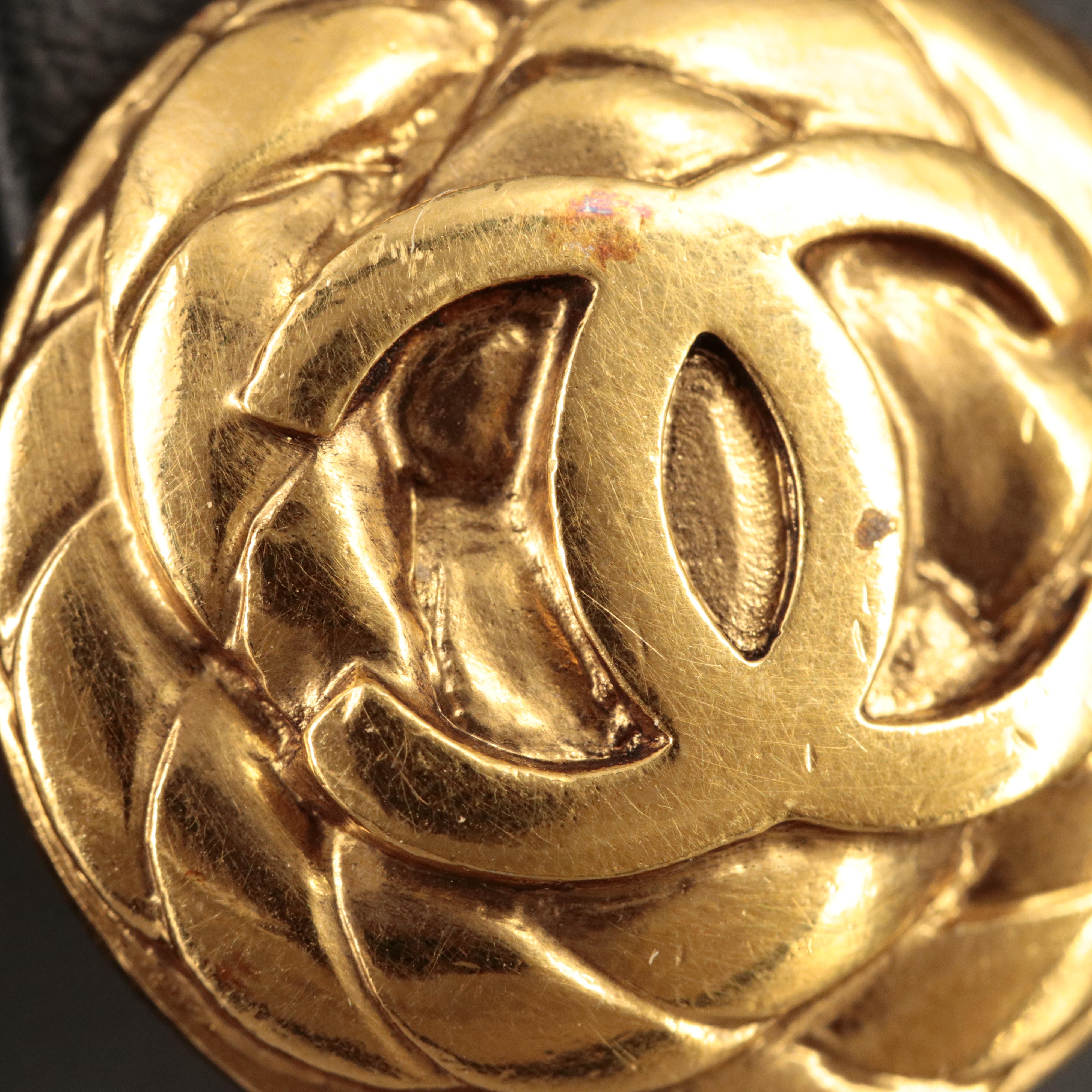 Chanel CC Logo Button Earrings