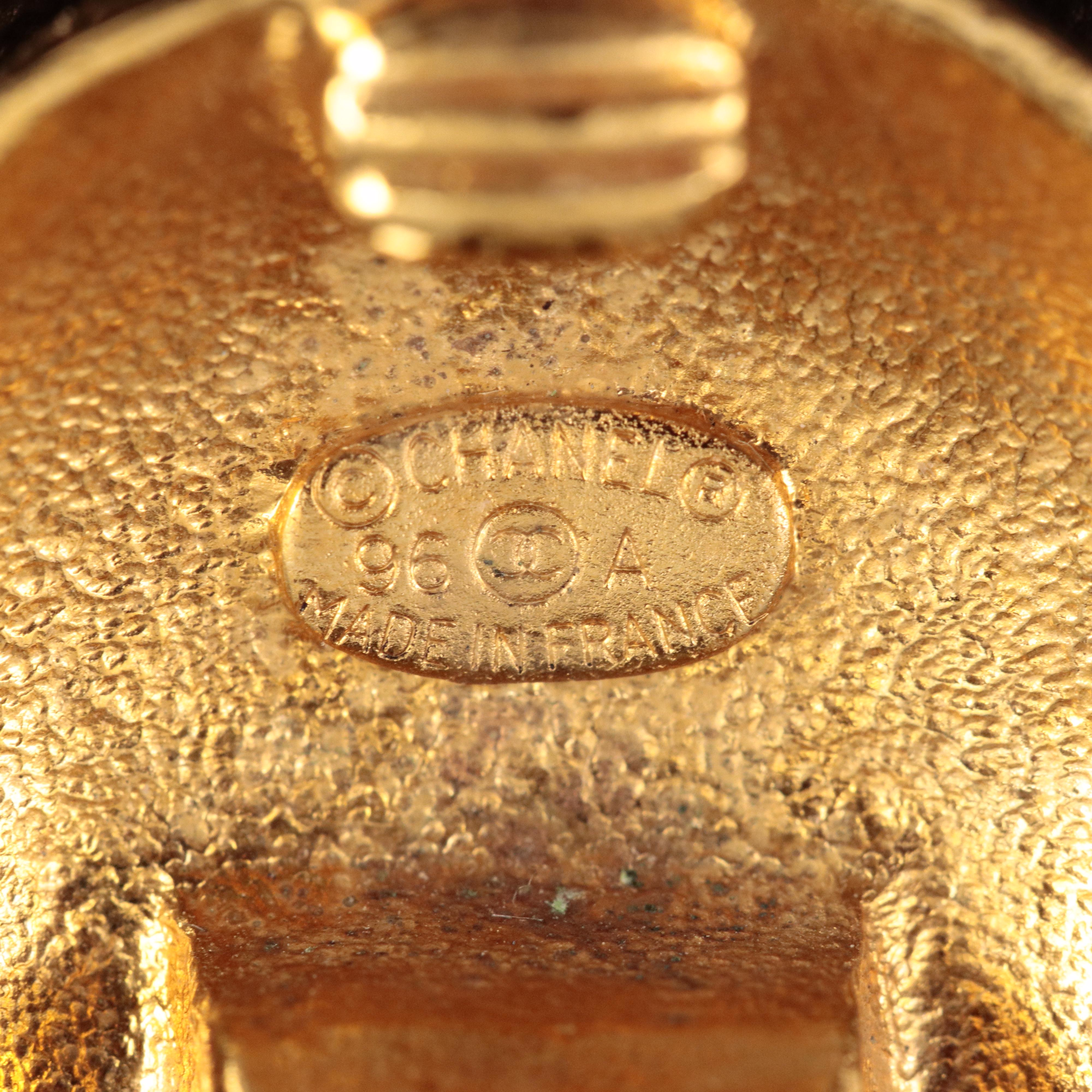 Chanel CC Logo Button Earrings