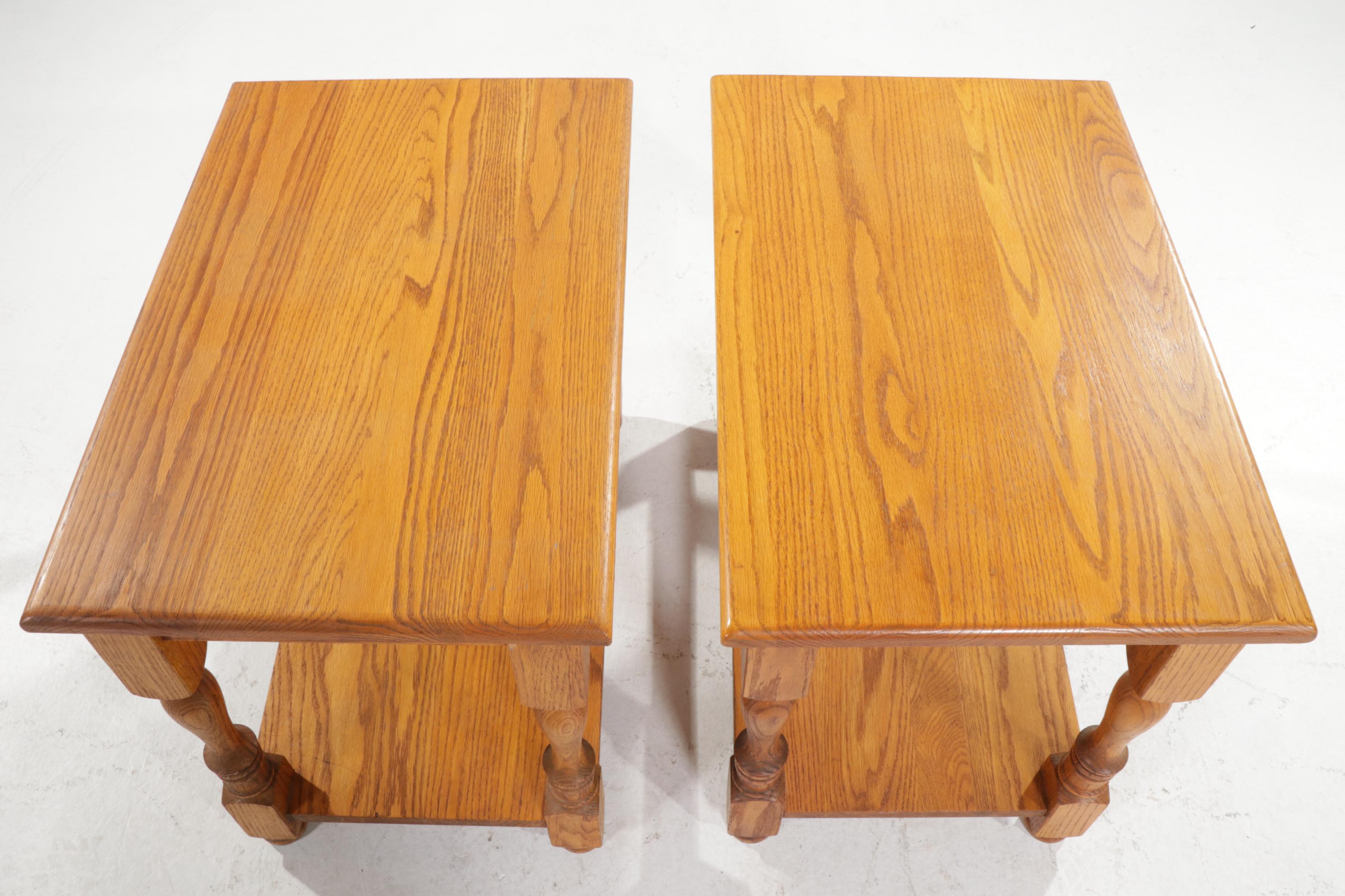 Pair of Oak Side Tables, 21st Century
