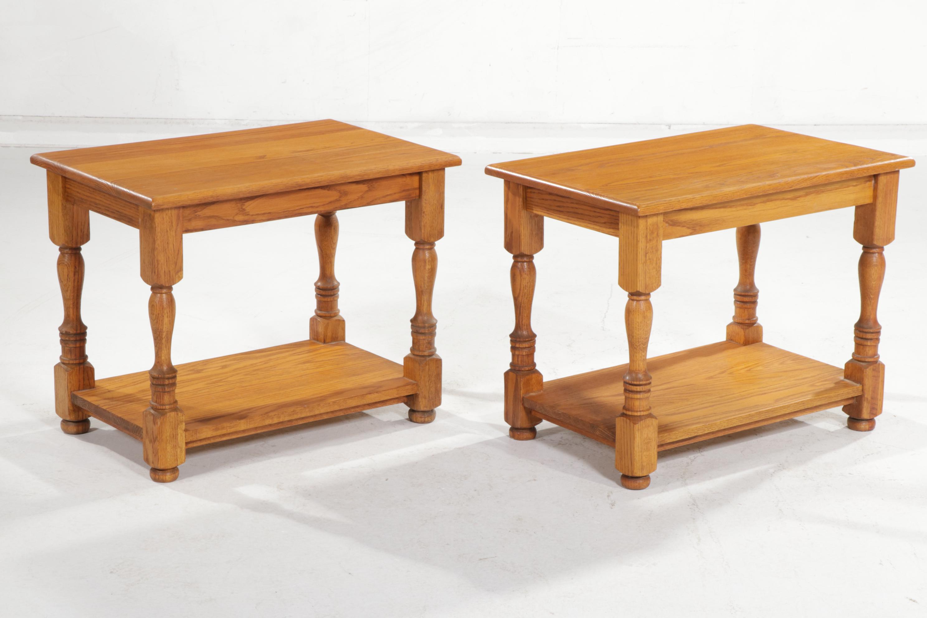Pair of Oak Side Tables, 21st Century