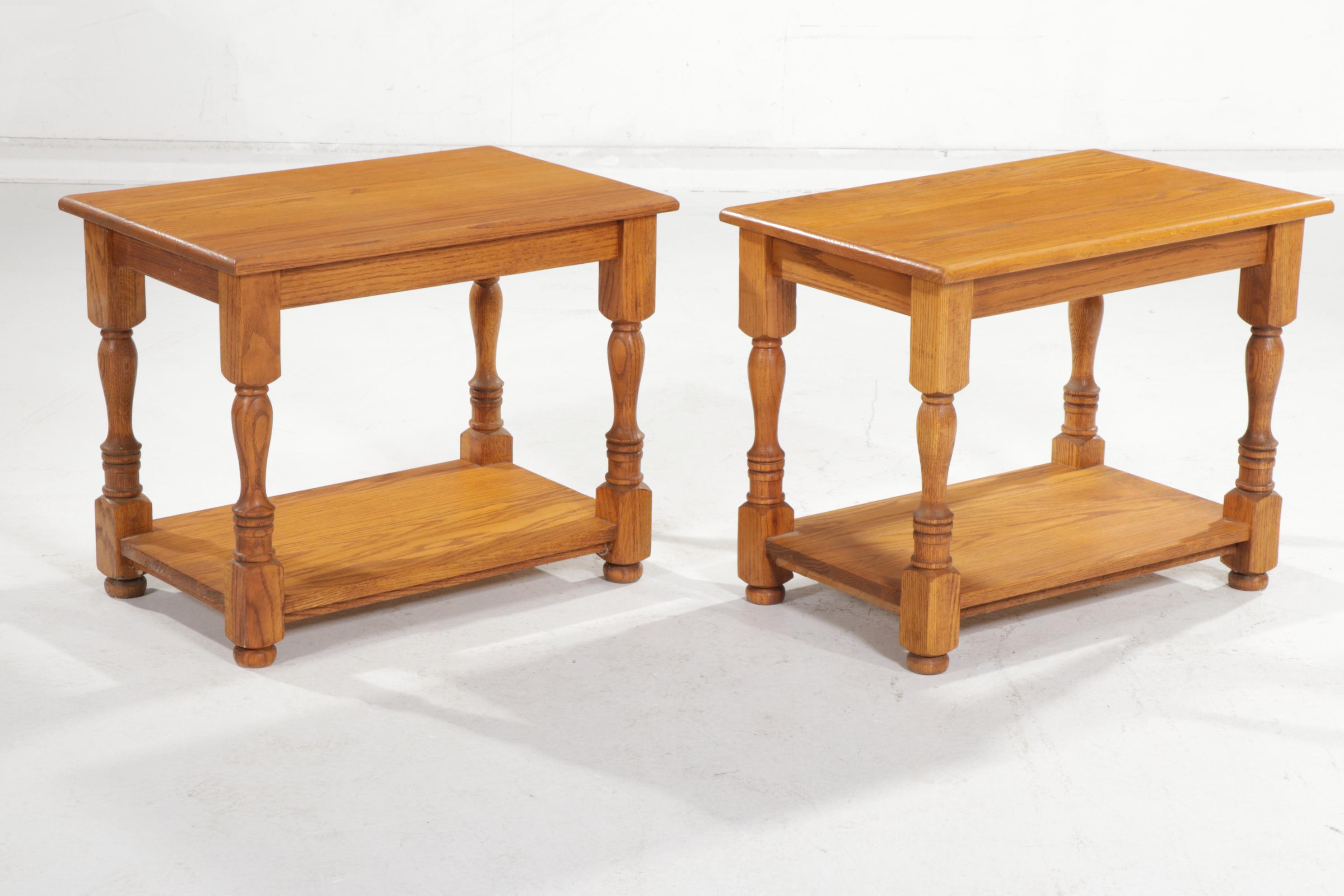 Pair of Oak Side Tables, 21st Century