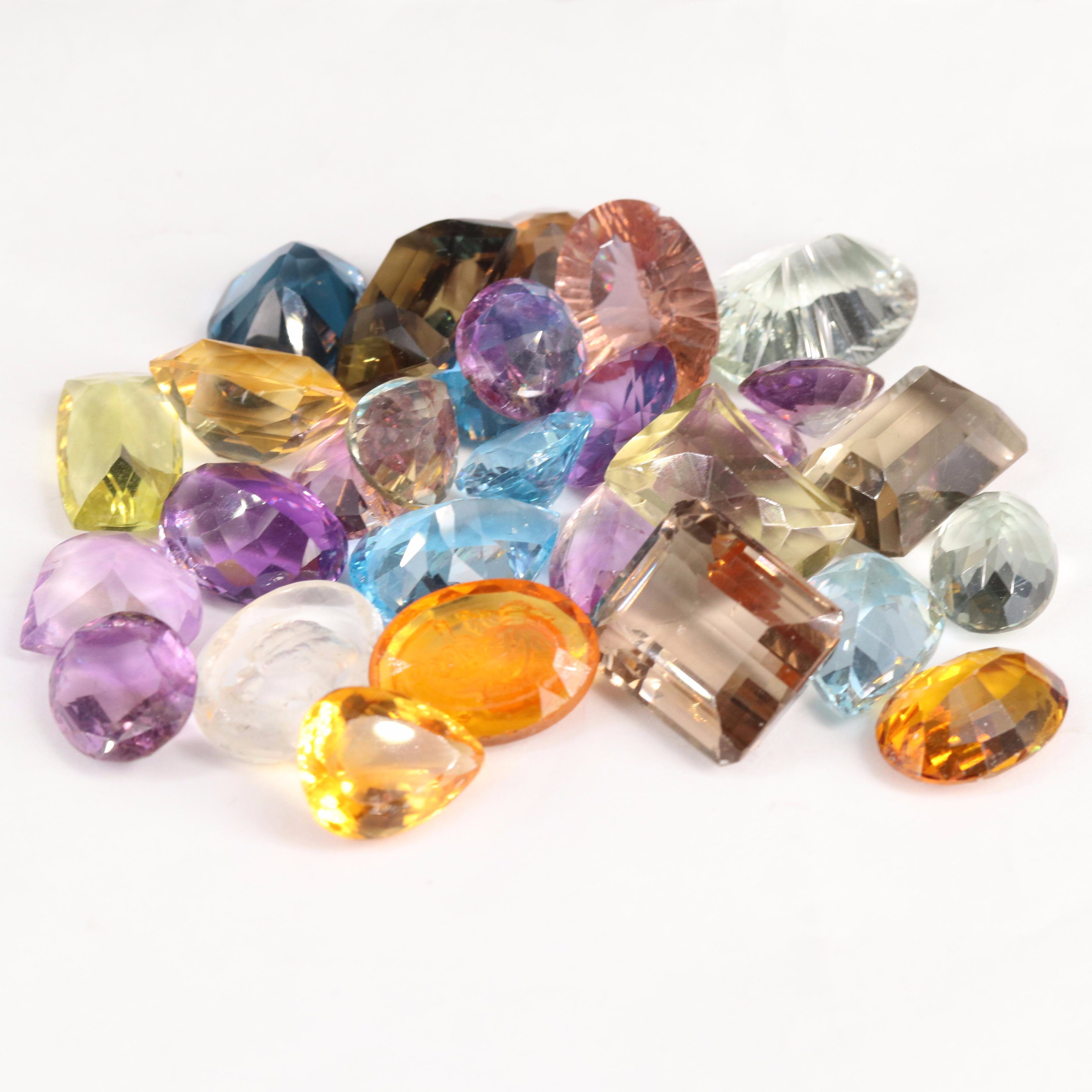 Loose 275.68 CTW Gemstones Including Amethyst, Topaz and Smoky Quartz