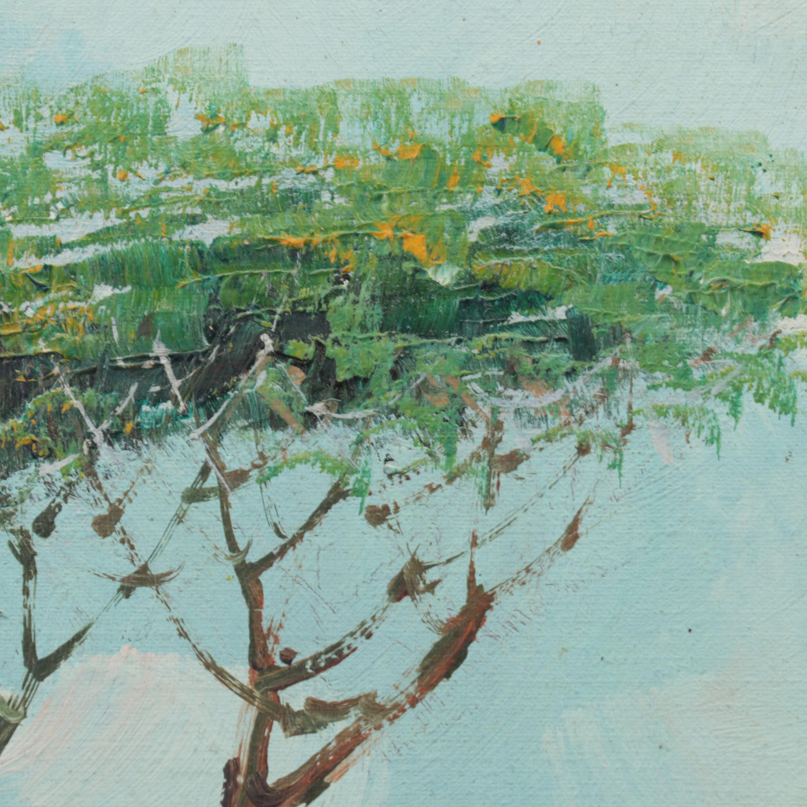 Folk Art Oil Painting of Latin American Street Market, Late 20th Century