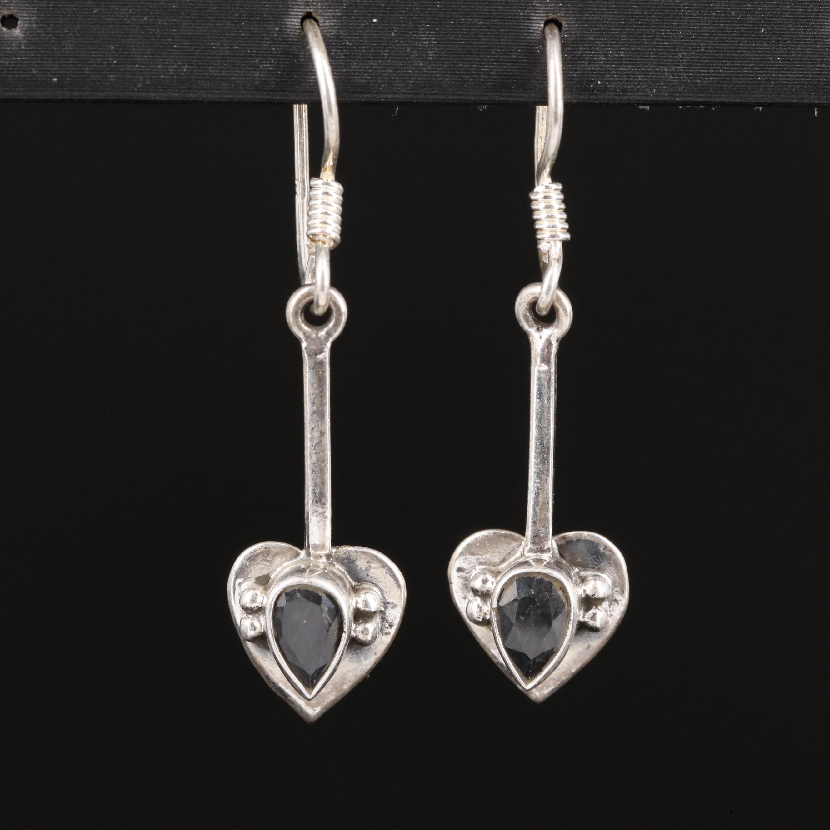 Sterling Sapphire Dangle Earrings