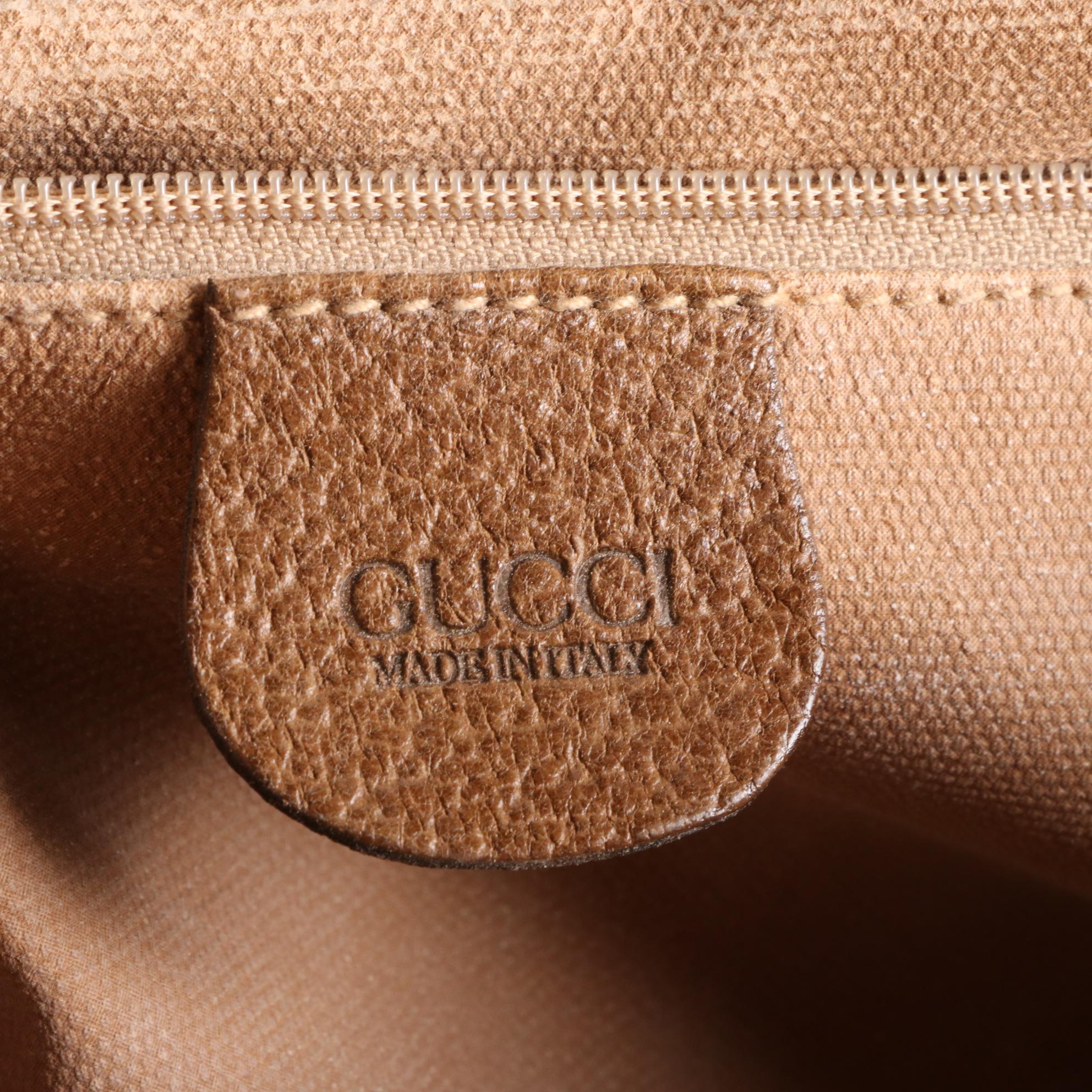 Gucci Boston Bag in G Jacquard and Brown Cinghiale Leather Trim