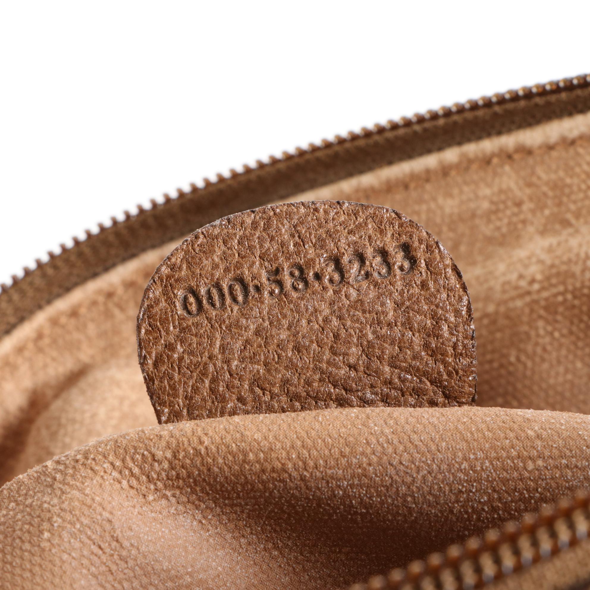 Gucci Boston Bag in G Jacquard and Brown Cinghiale Leather Trim