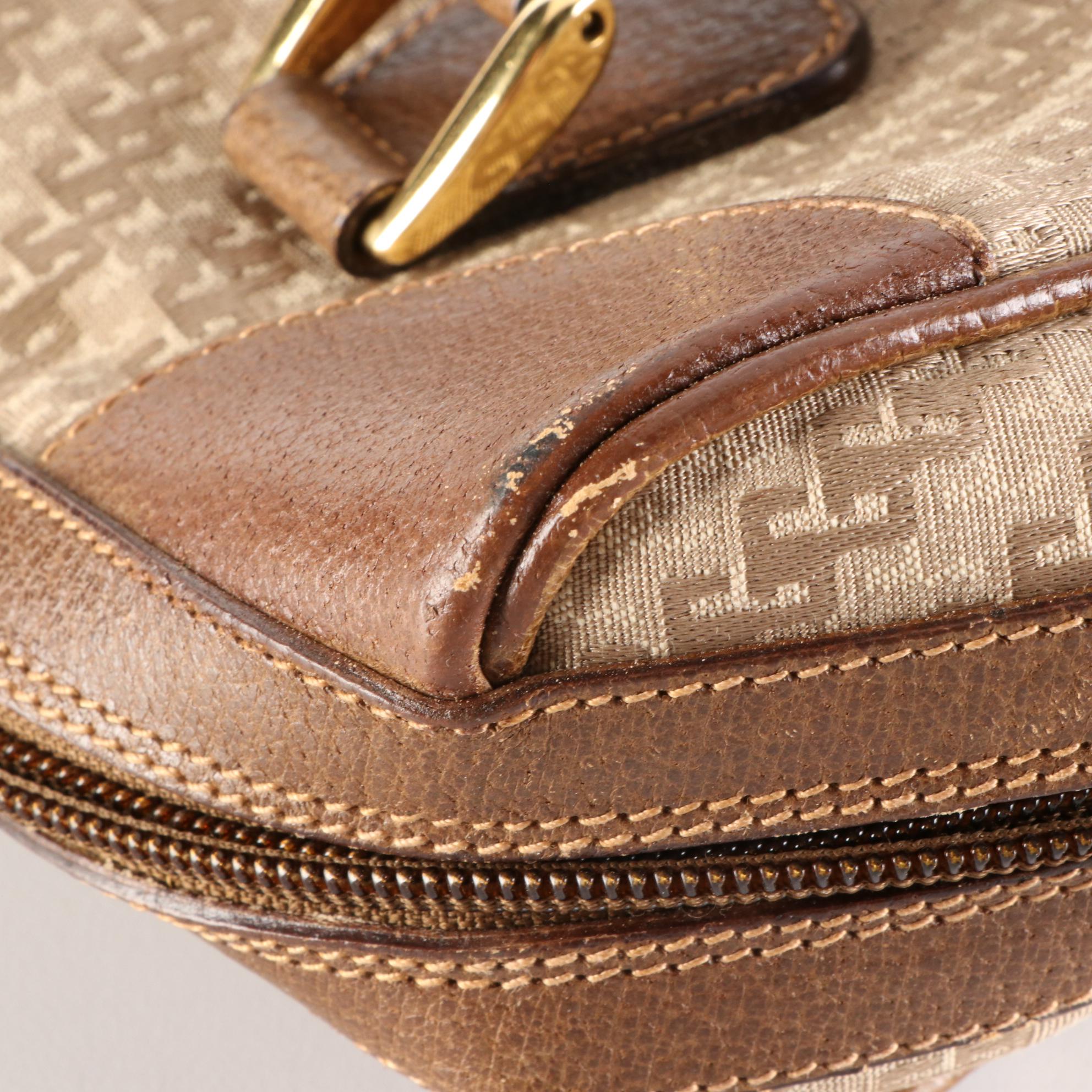 Gucci Boston Bag in G Jacquard and Brown Cinghiale Leather Trim