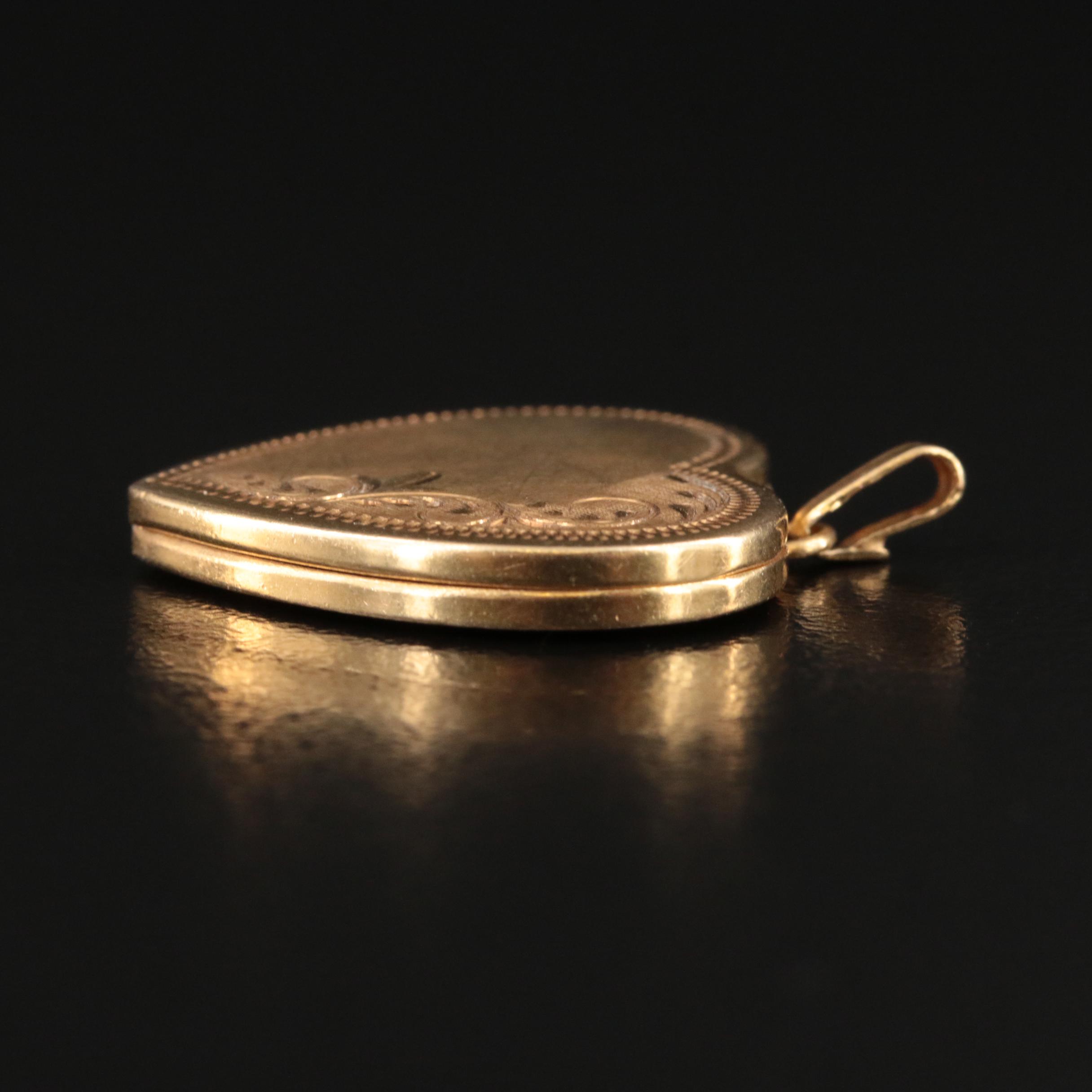 Vintage 14K Engraved Heart Locket
