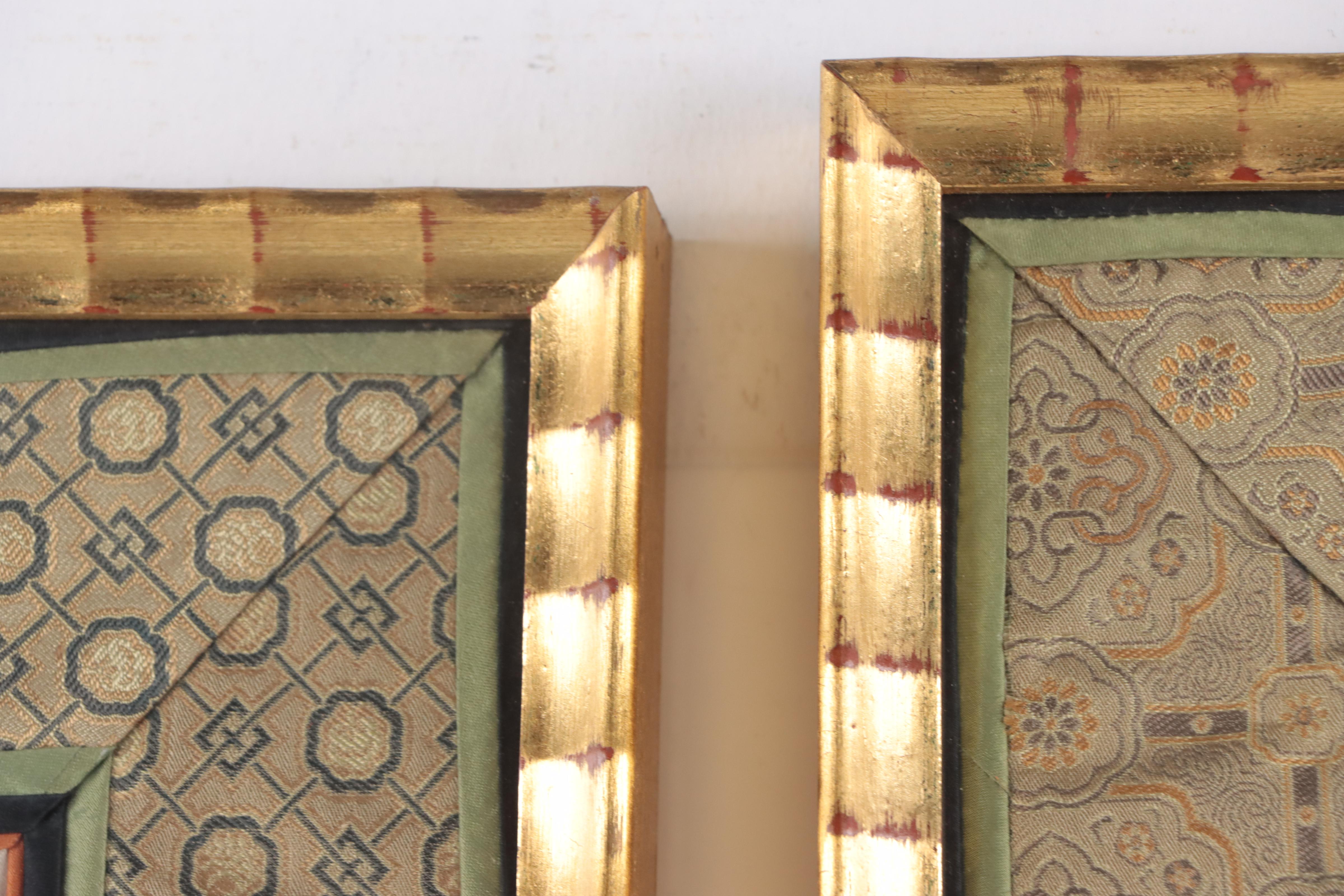 East Asian Silk Embroidery Wall Hangings of Figures in Landscapes