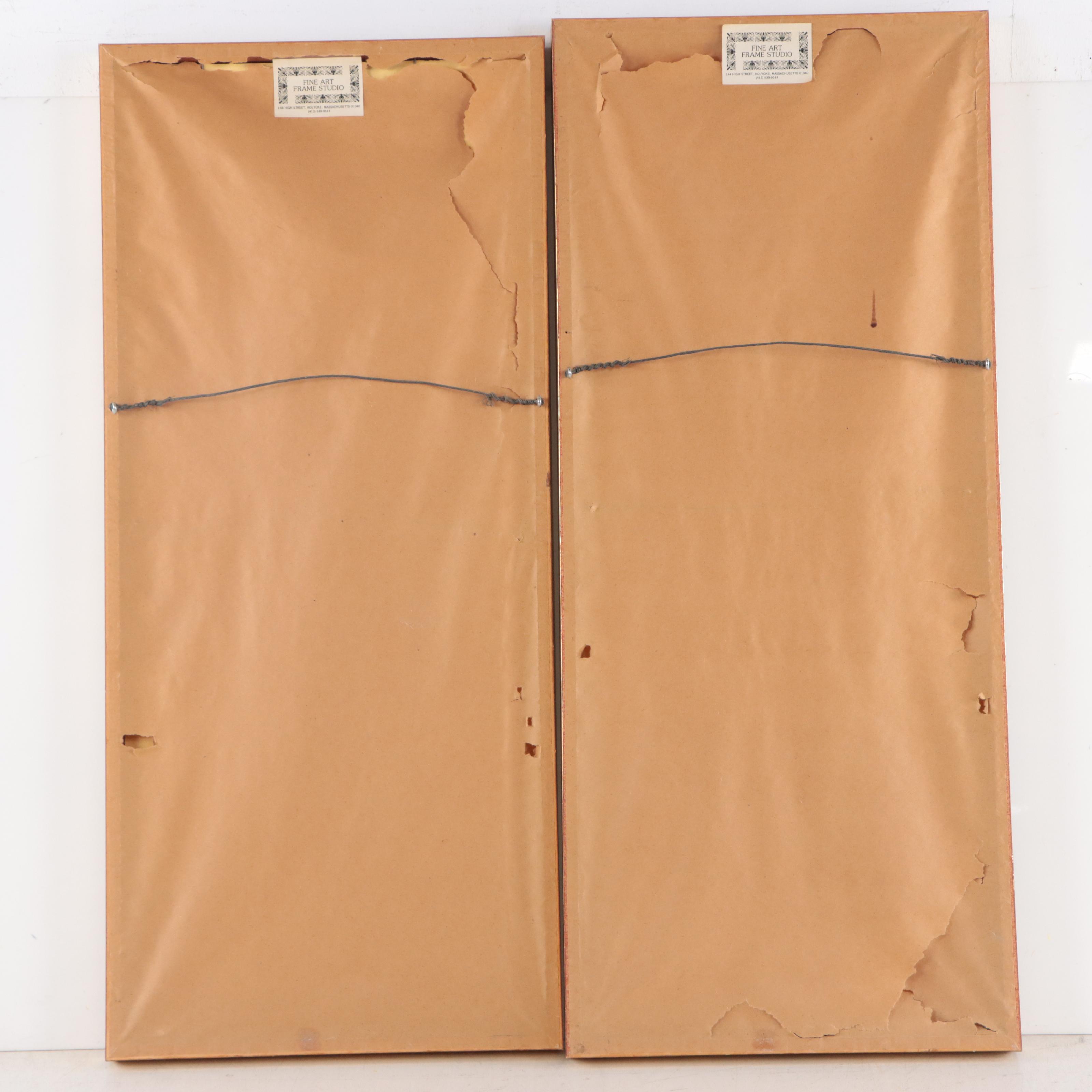 East Asian Silk Embroidery Wall Hangings of Figures in Landscapes