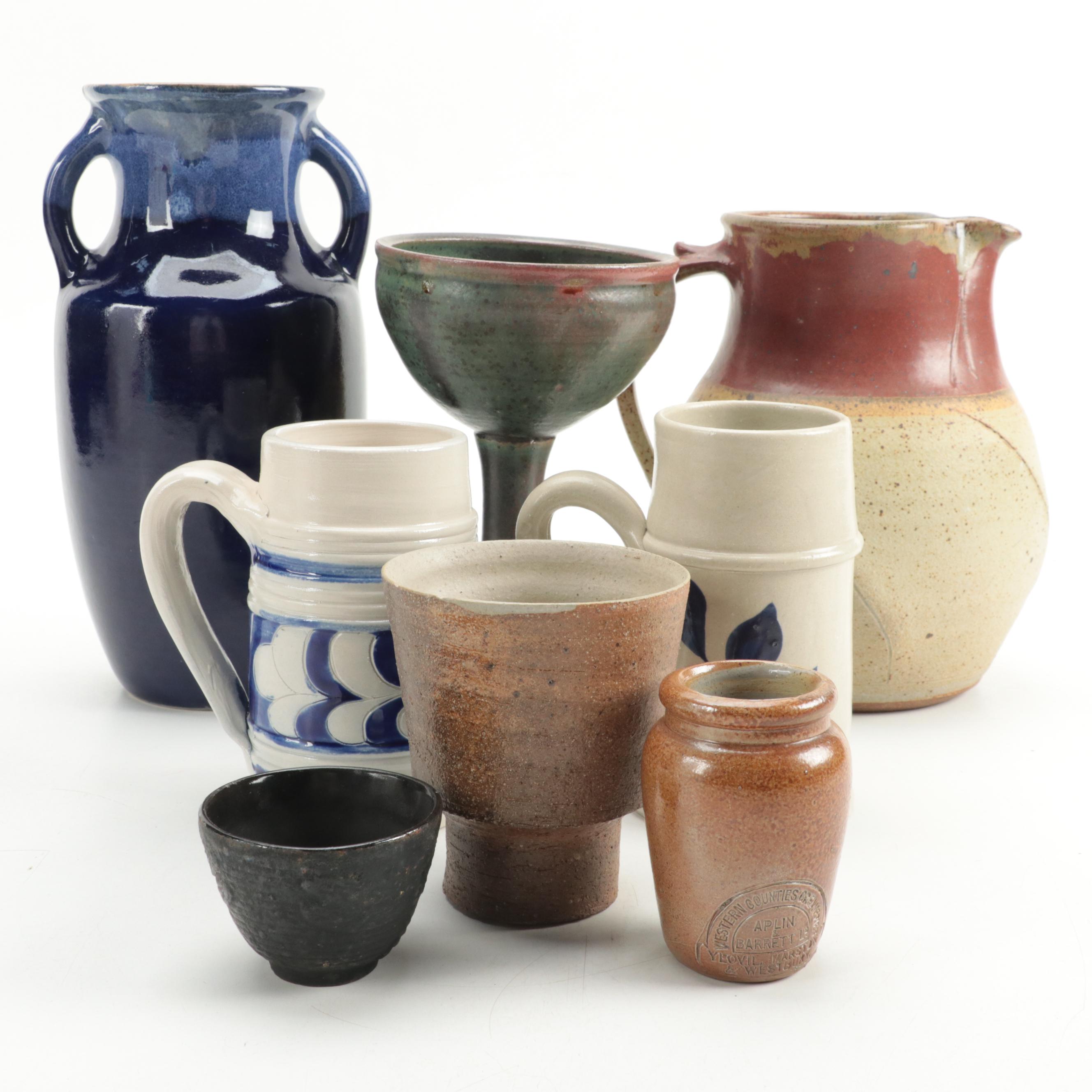Williamsburg Pottery with Other Beer Mugs, Vase, Pitcher, Crock and More