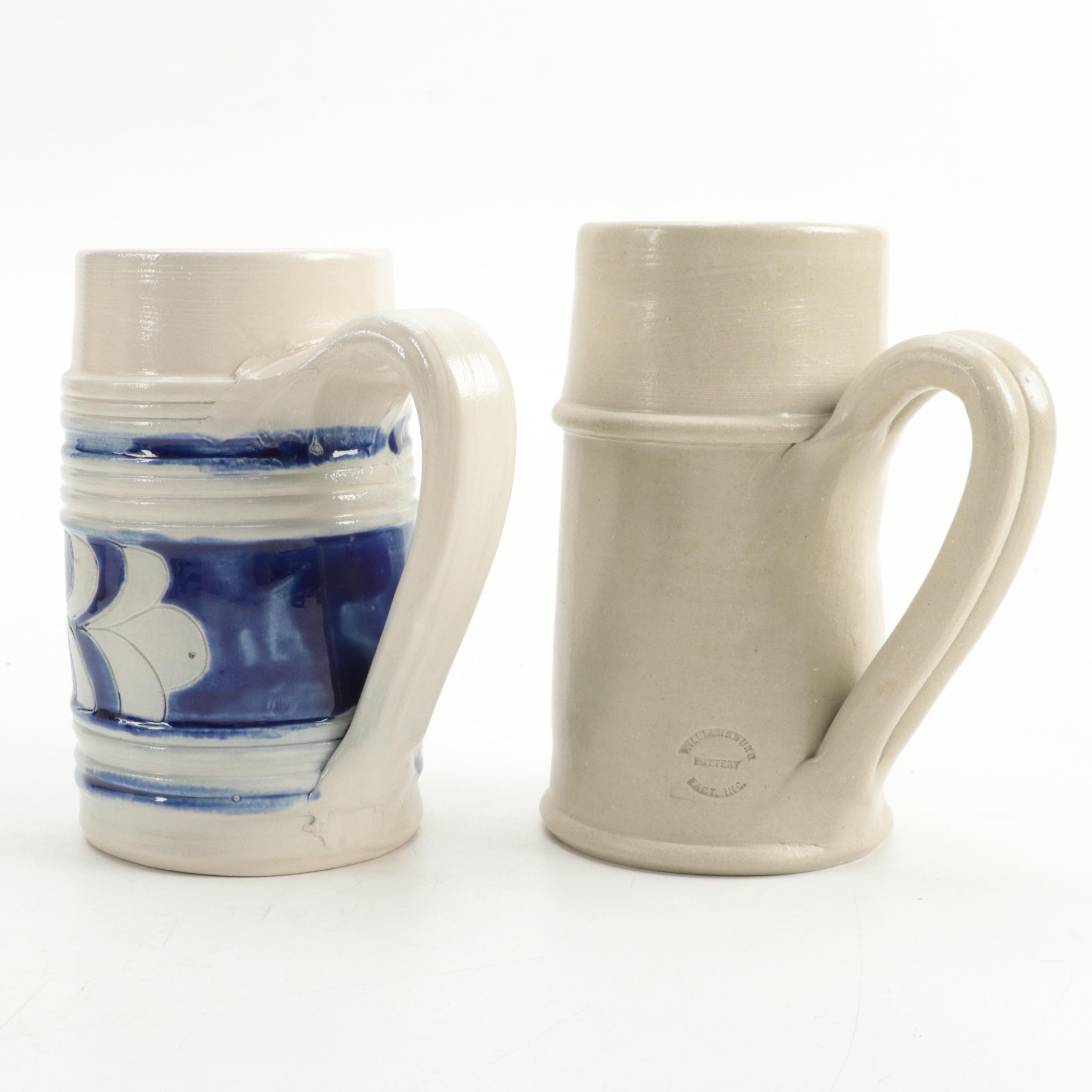 Williamsburg Pottery with Other Beer Mugs, Vase, Pitcher, Crock and More