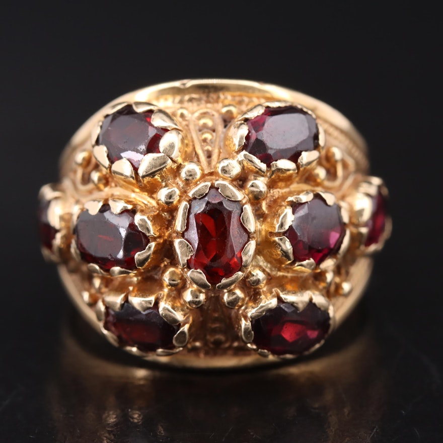 Etruscan Inspired 14K Garnet Dome Ring