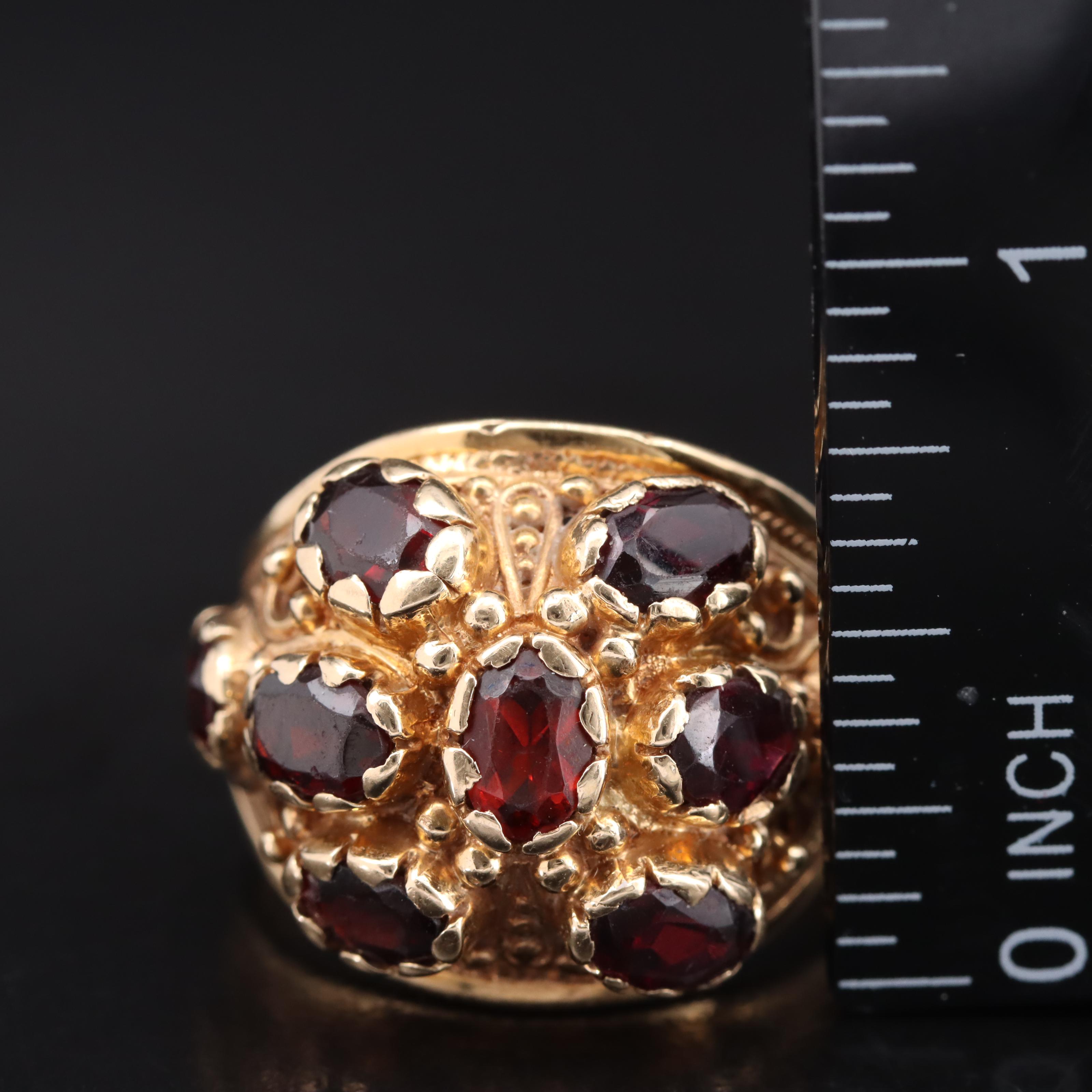 Etruscan Inspired 14K Garnet Dome Ring