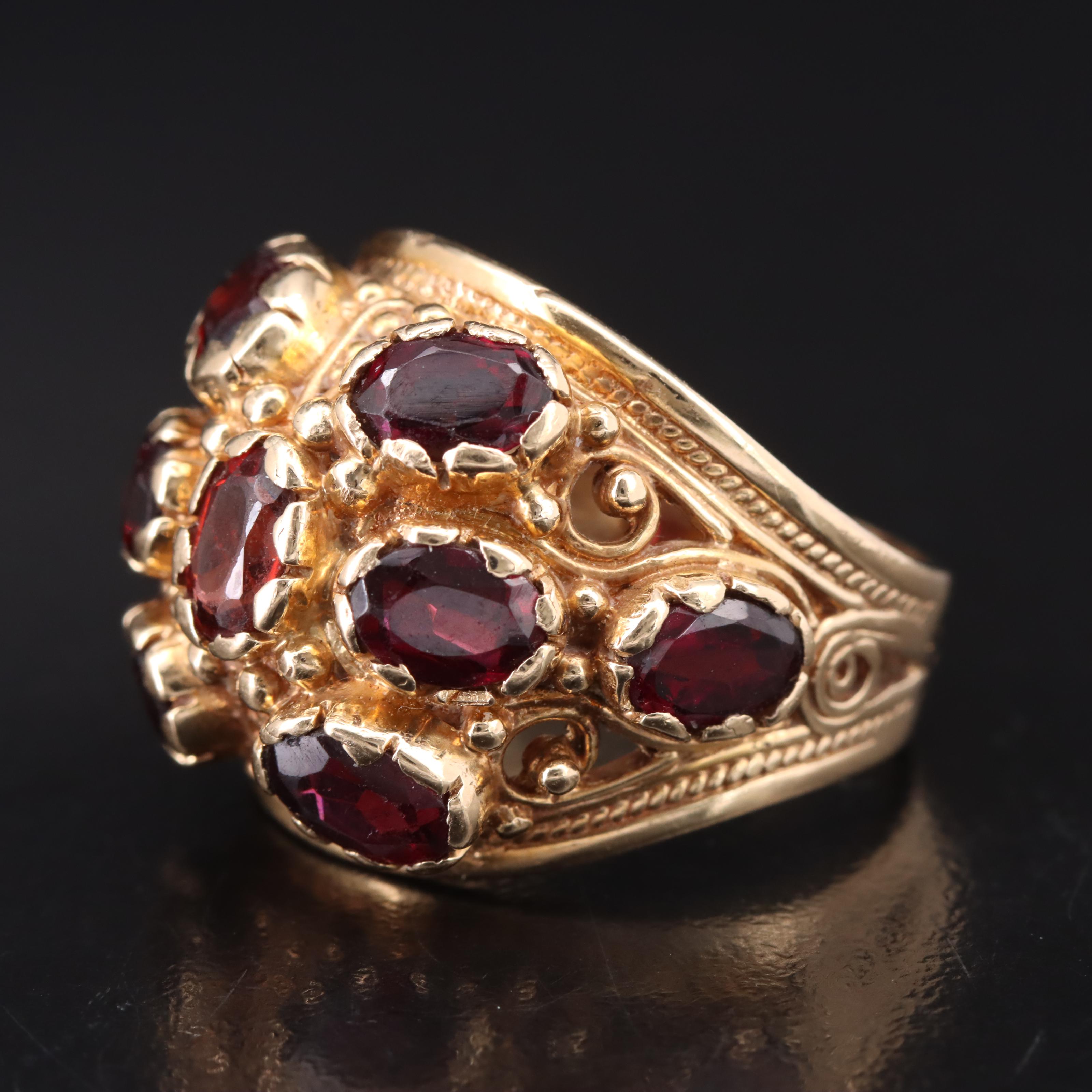 Etruscan Inspired 14K Garnet Dome Ring