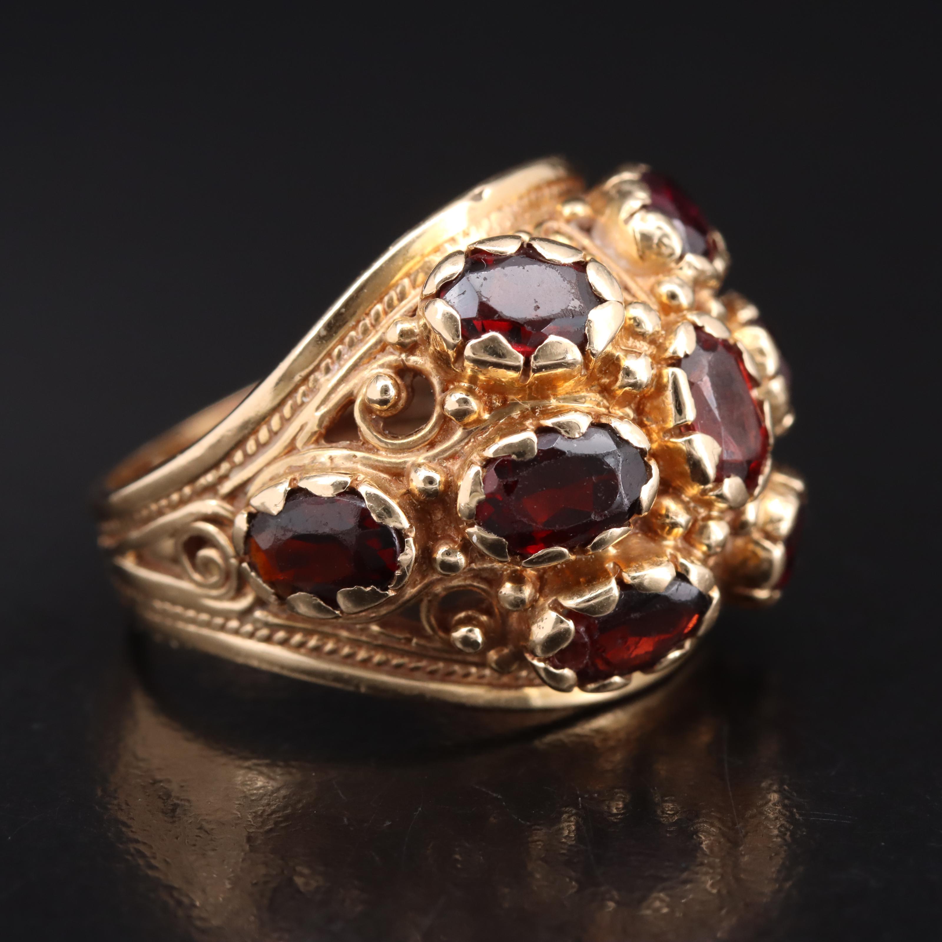 Etruscan Inspired 14K Garnet Dome Ring