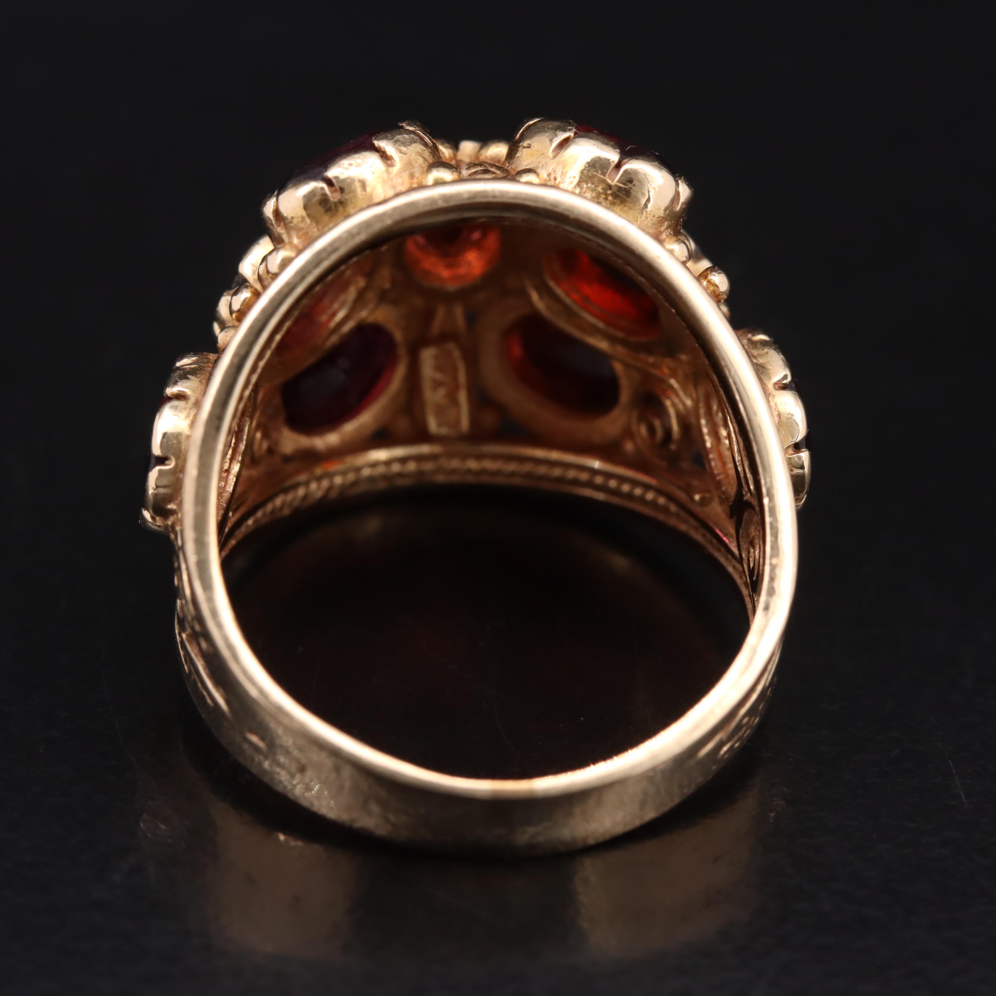 Etruscan Inspired 14K Garnet Dome Ring