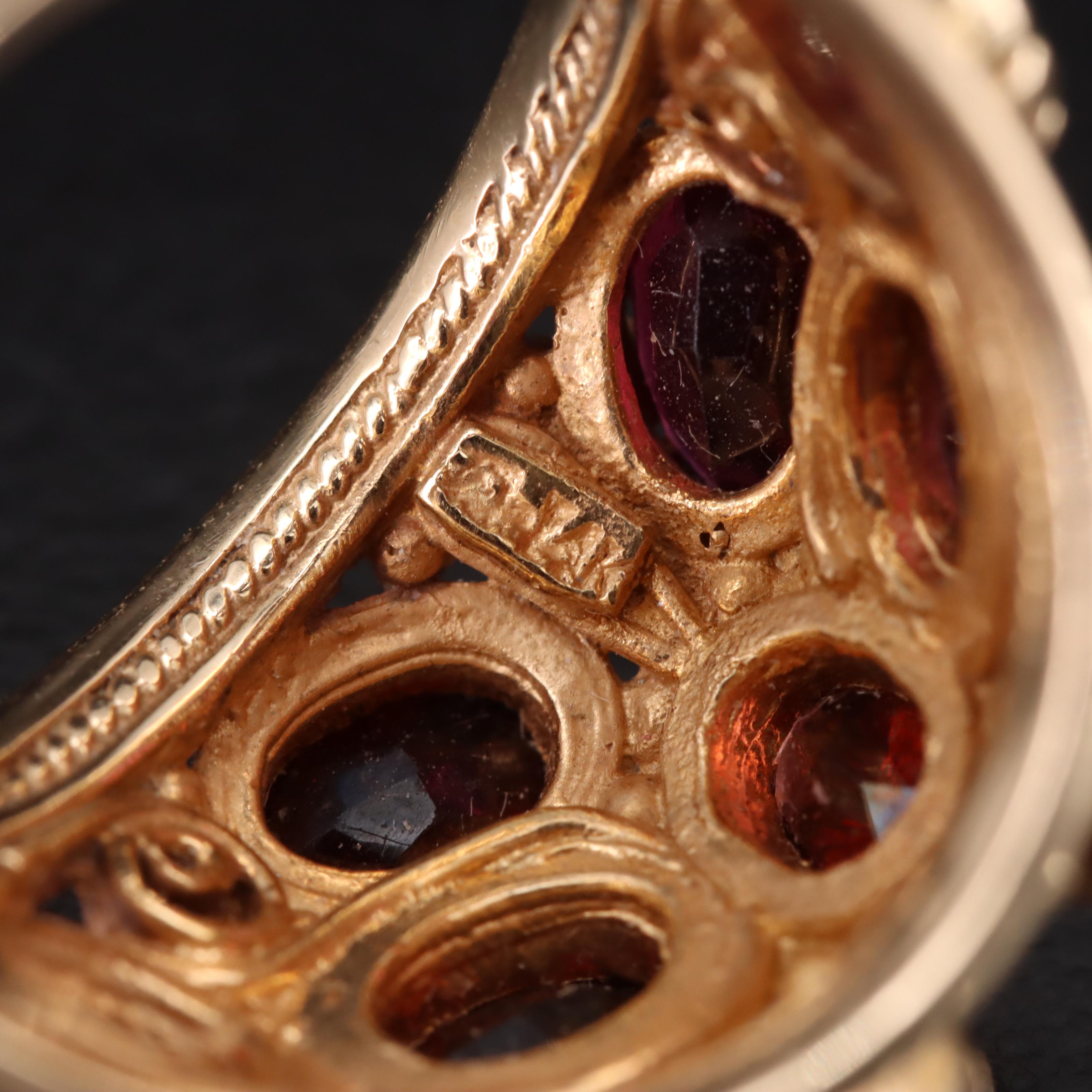 Etruscan Inspired 14K Garnet Dome Ring