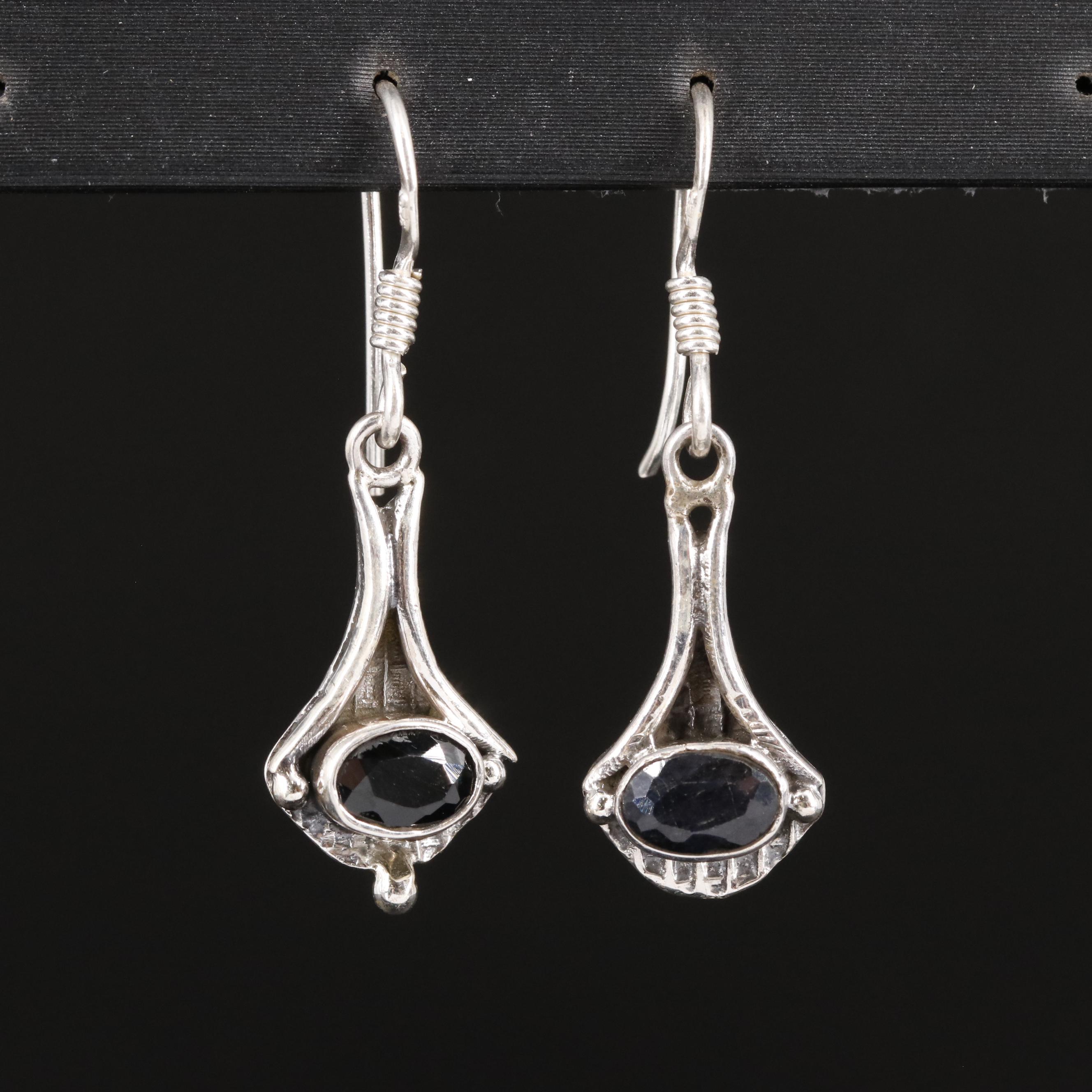Sterling Sapphire Dangle Earrings
