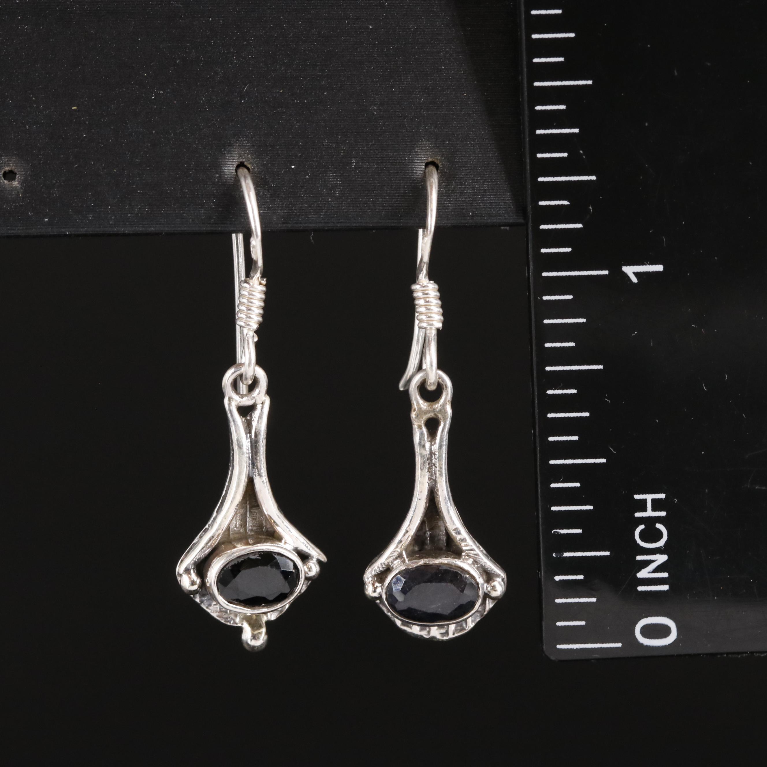 Sterling Sapphire Dangle Earrings