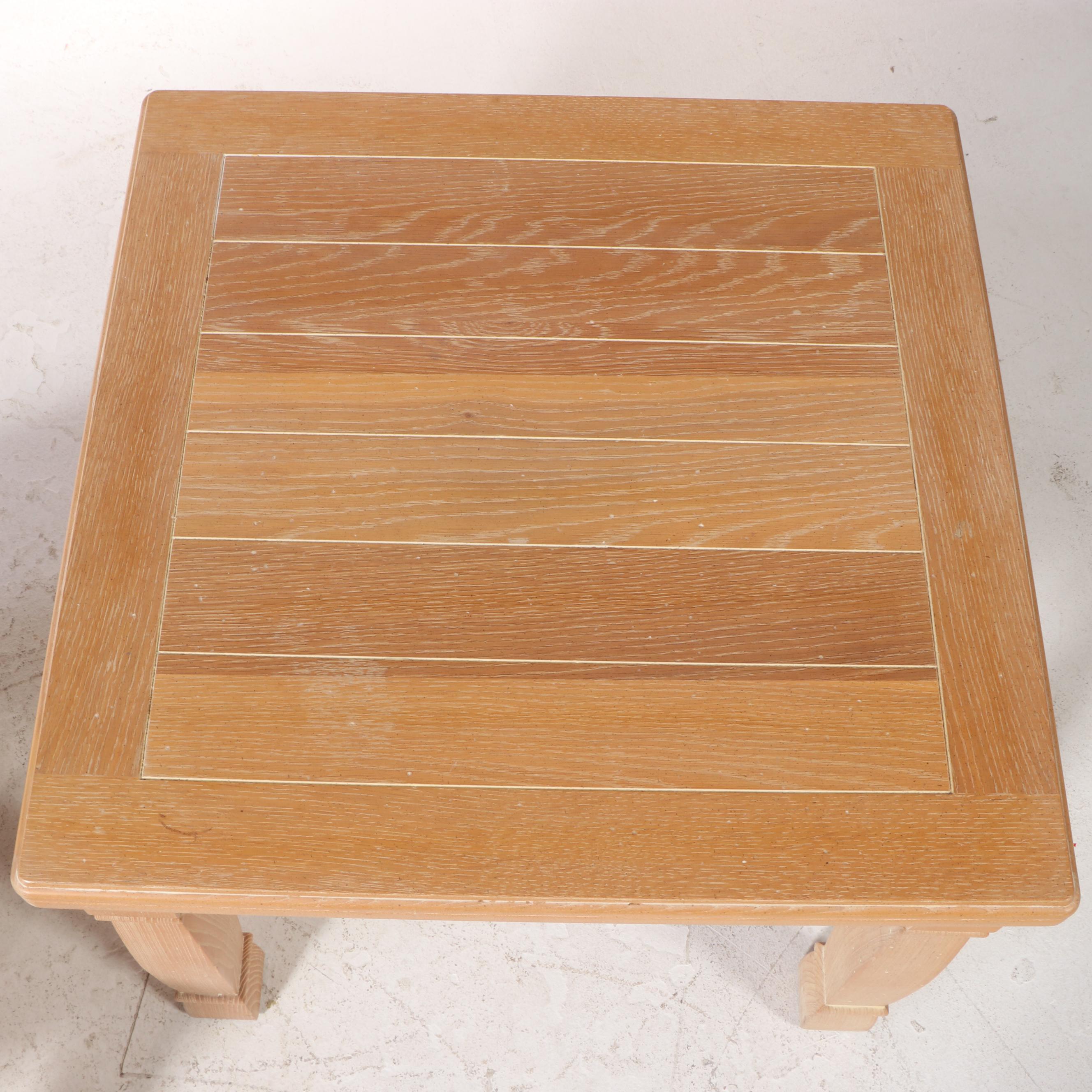 Lane Cerused Oak Coffee Table and Side Table, Late 20th Century