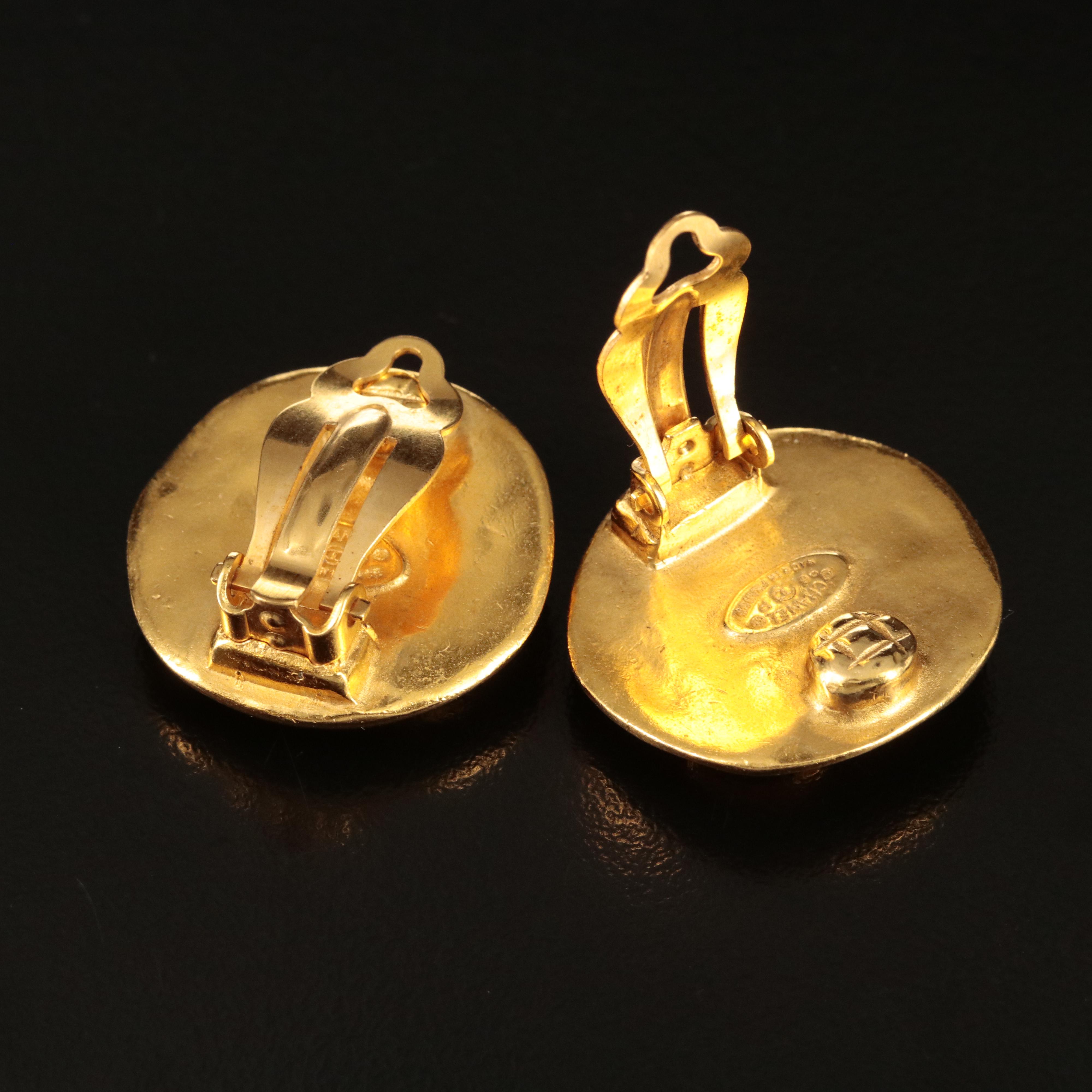 Chanel CC Logo Button Earrings