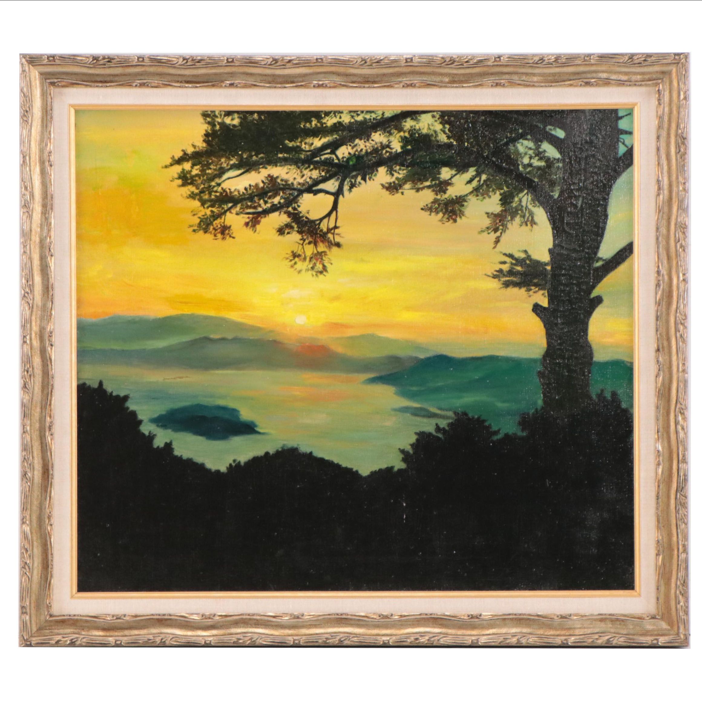 Oil Painting of Sunset Landscape