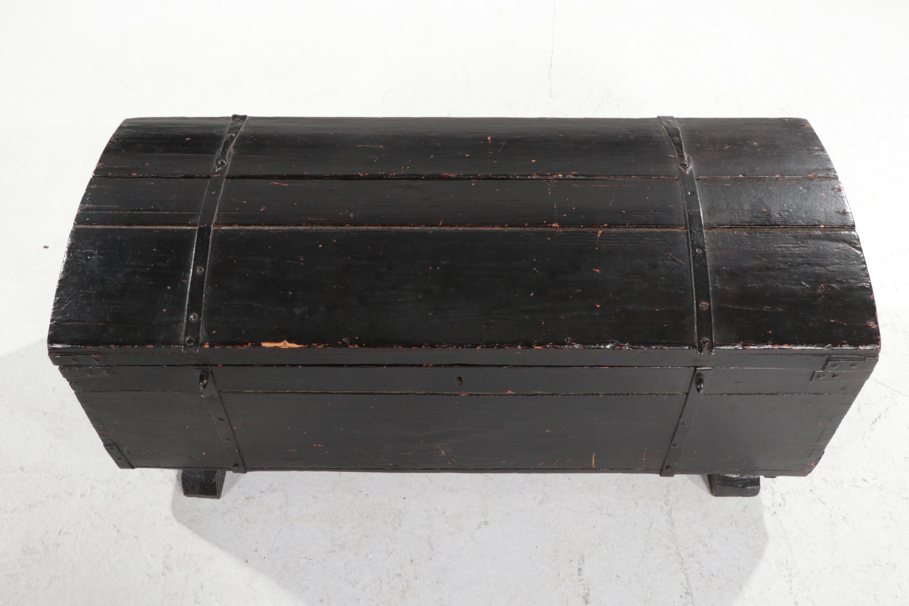 American Primitive Iron-Mounted and Painted Pine Chest, Mid to Late 19th Century