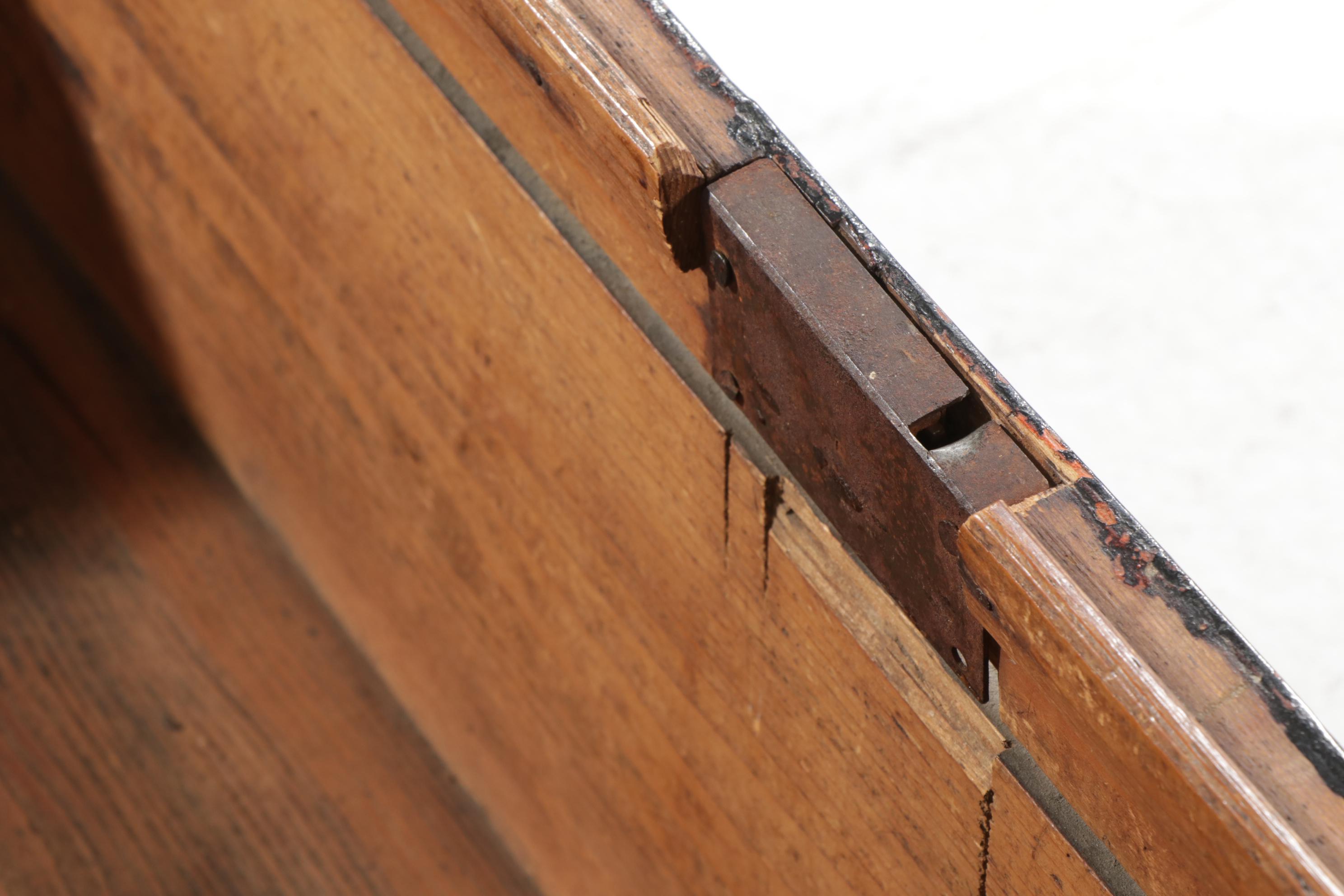 American Primitive Iron-Mounted and Painted Pine Chest, Mid to Late 19th Century