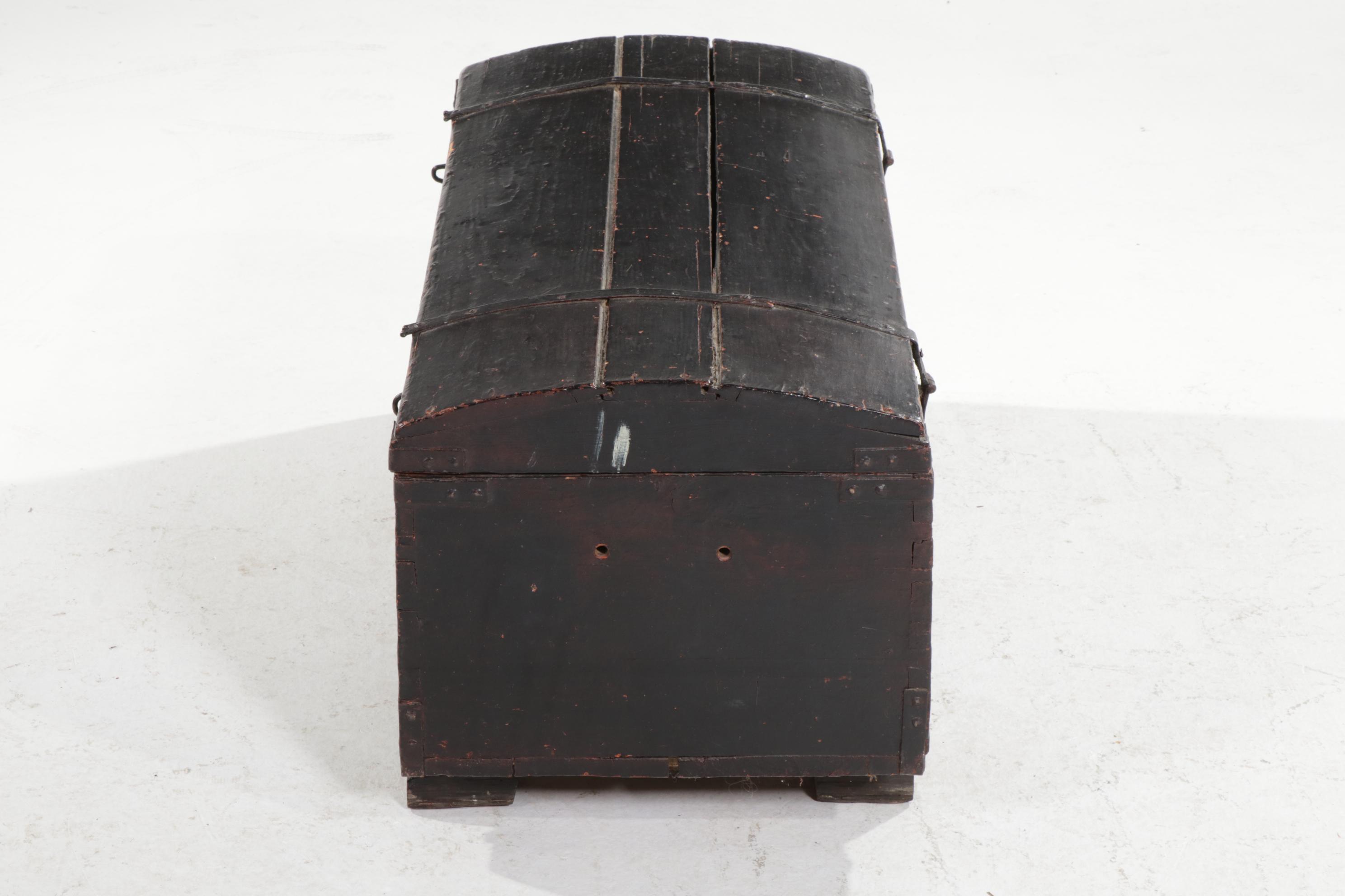 American Primitive Iron-Mounted and Painted Pine Chest, Mid to Late 19th Century