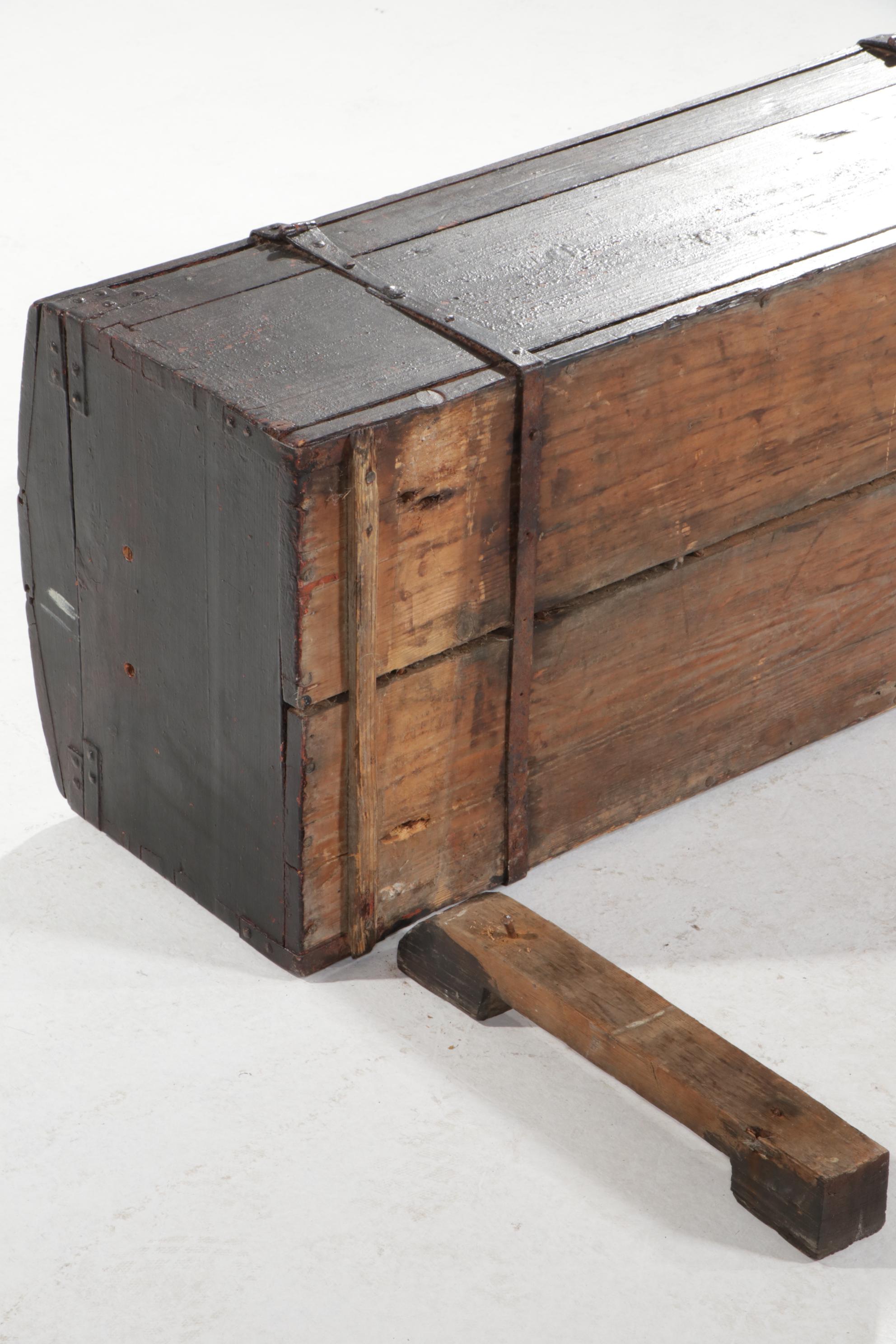 American Primitive Iron-Mounted and Painted Pine Chest, Mid to Late 19th Century