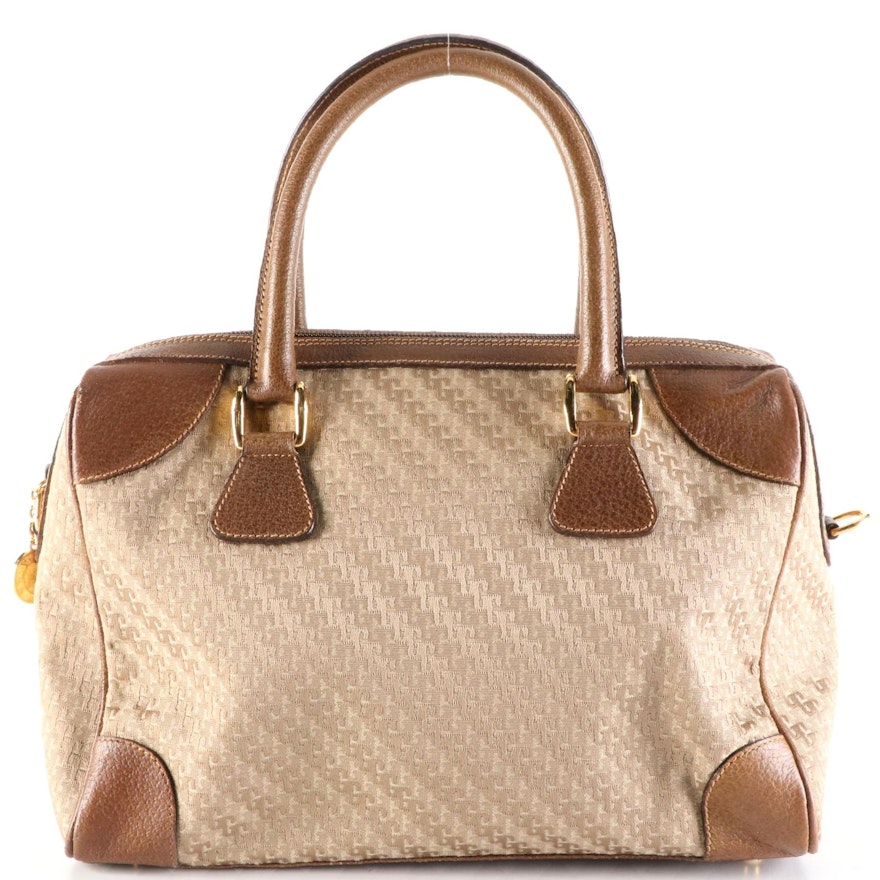 Gucci Boston Bag in G Jacquard and Brown Cinghiale Leather Trim