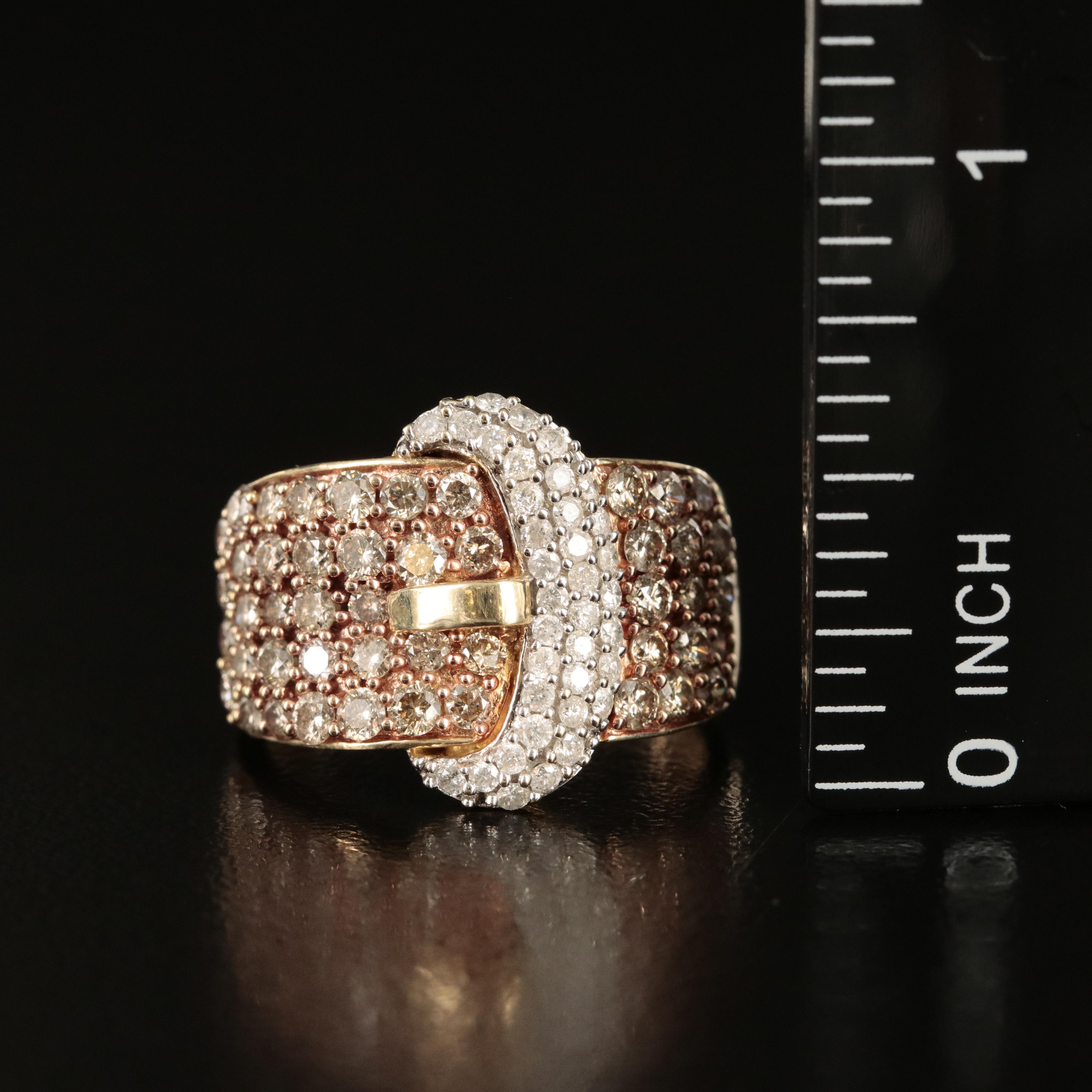 10K 1.96 CTW Pavé Diamond Buckle Ring