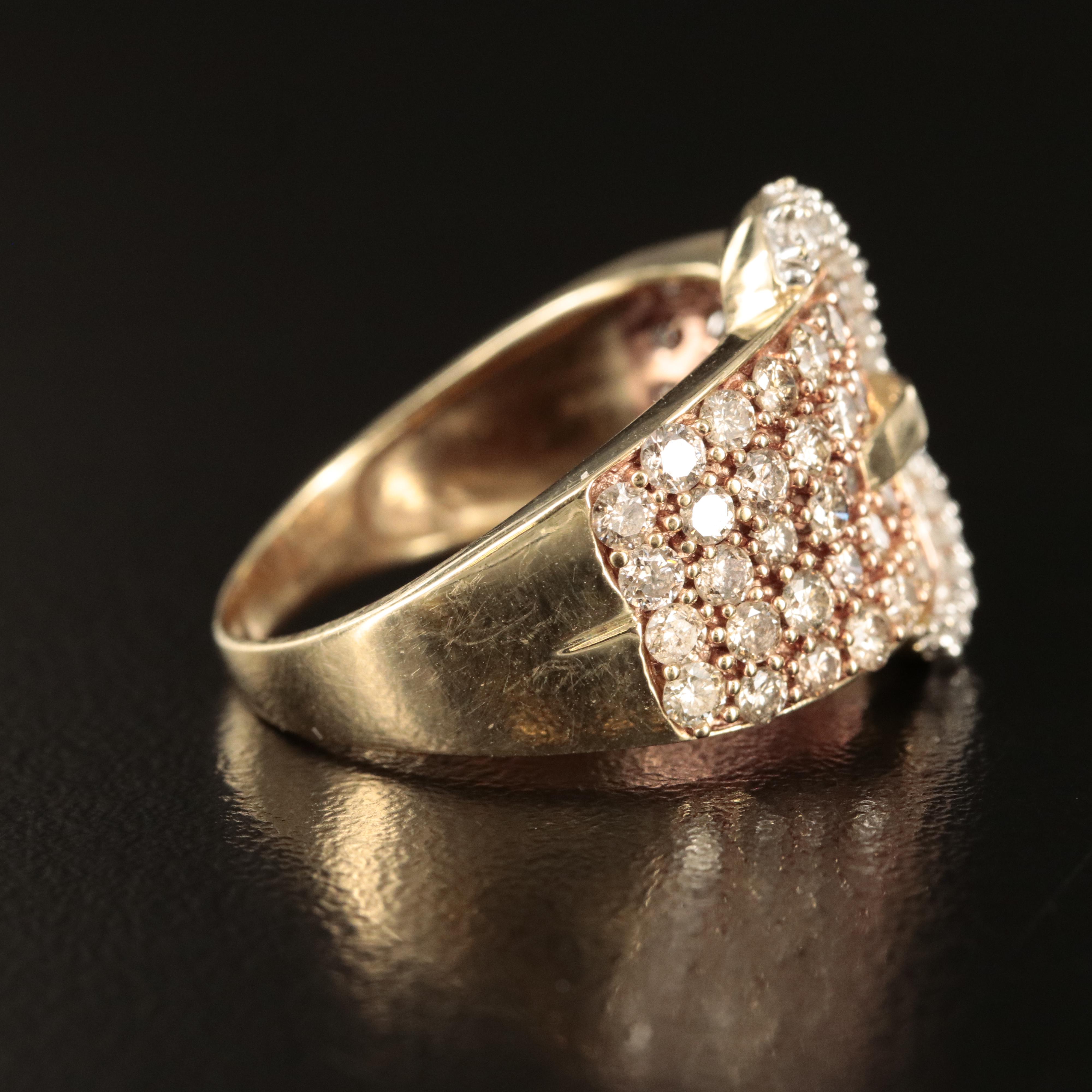 10K 1.96 CTW Pavé Diamond Buckle Ring