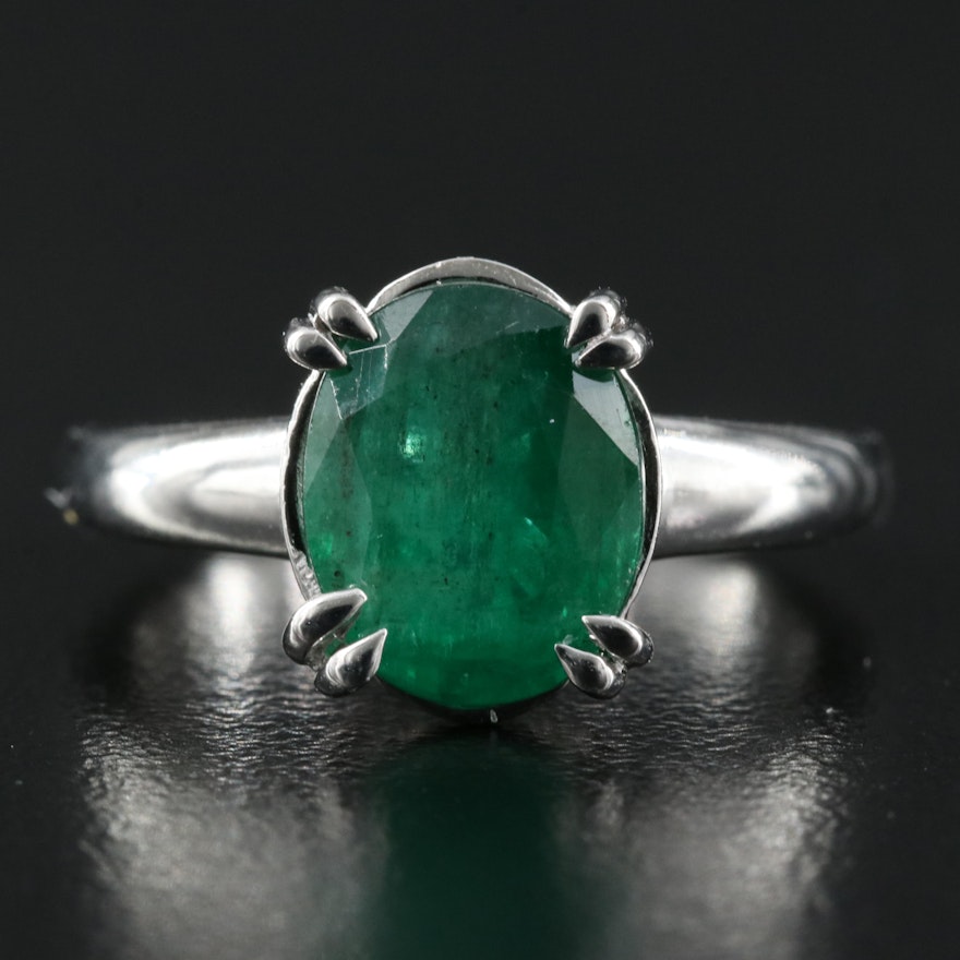 14K 3.10 CT Emerald Solitaire Ring