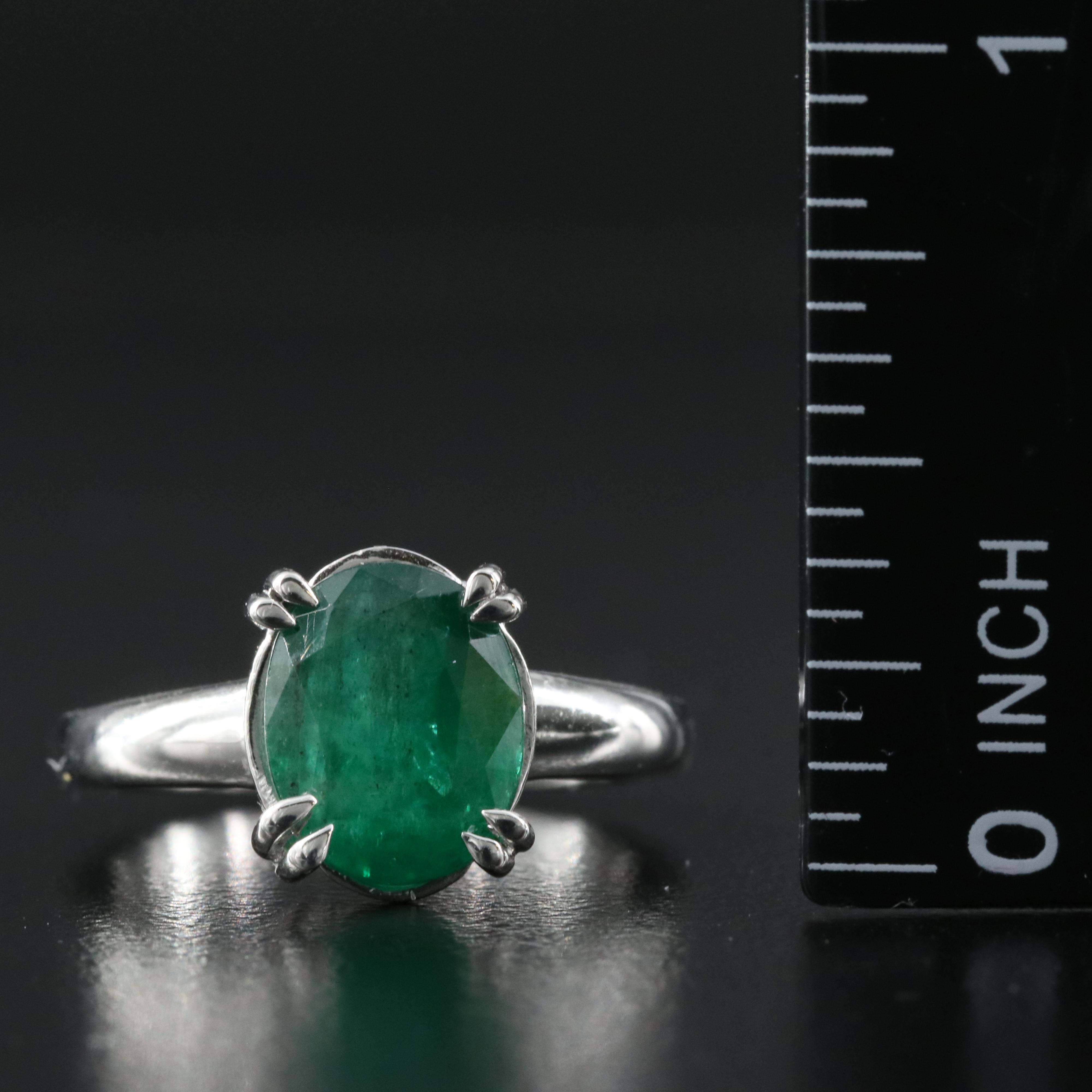 14K 3.10 CT Emerald Solitaire Ring